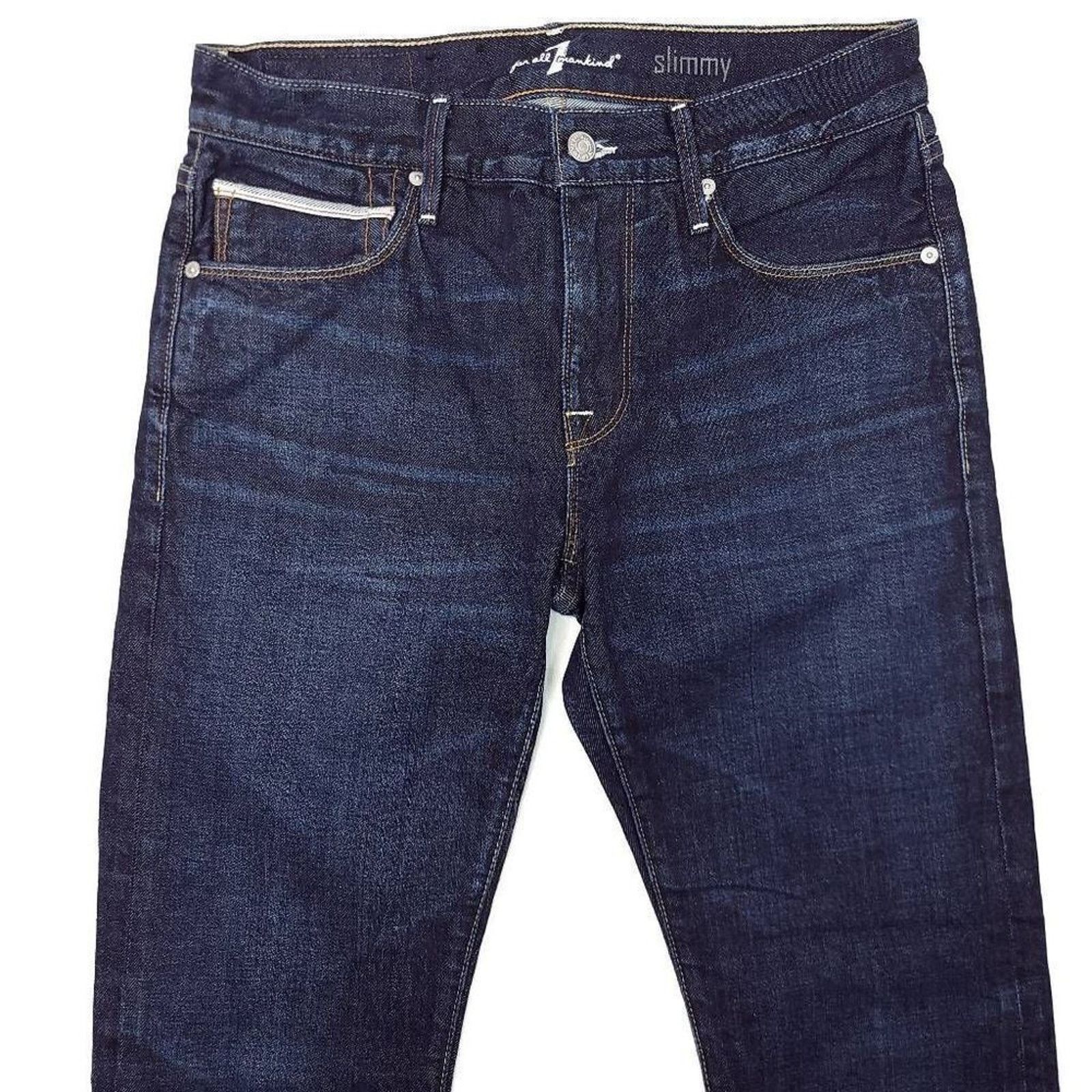 7 For All Mankind 7 For All Mankind Slimmy Jeans Mens 29x33 Red Line Selvedge Size US 29 - 2 Thumbnail