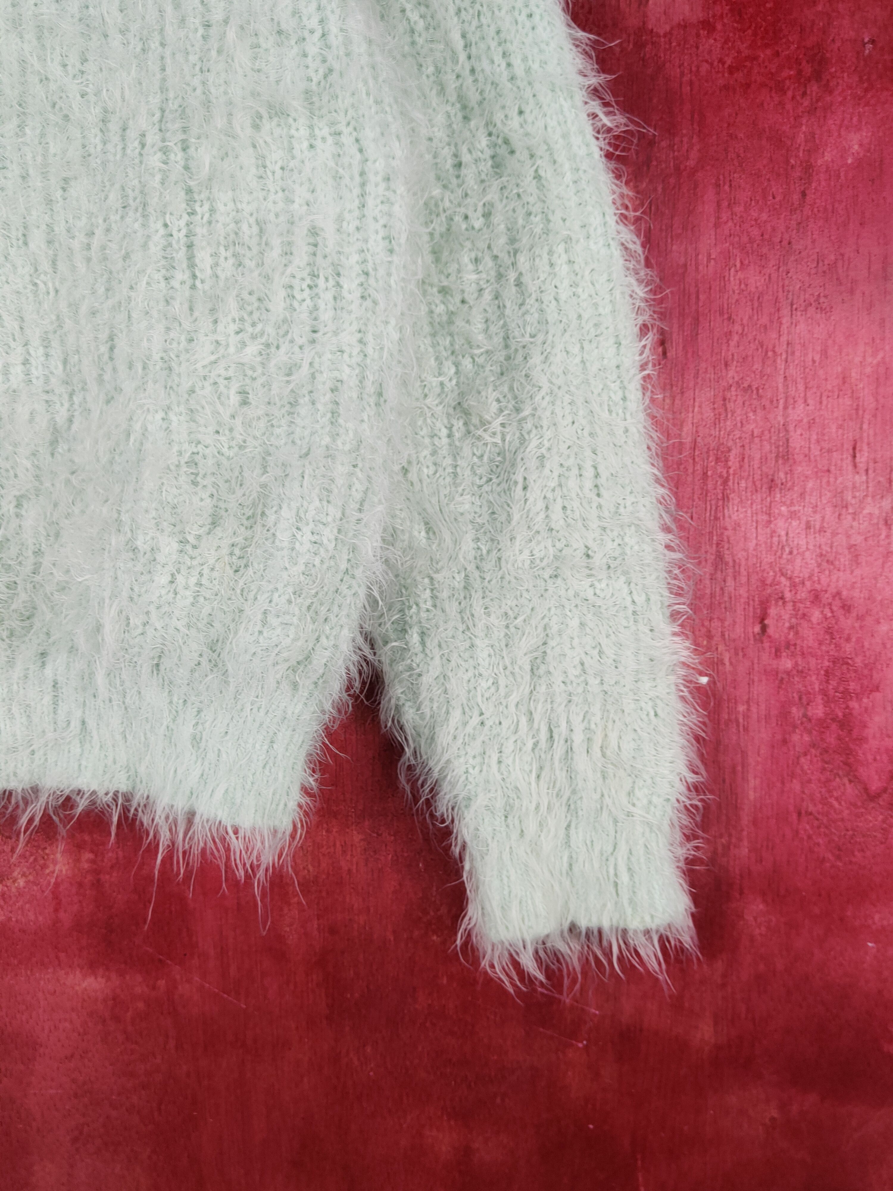 Homespun Knitwear Ingni Mint Green Shag Shaggy Fur Mohair Knitwear #S2056 Size S / US 4 / IT 40 - 6 Thumbnail