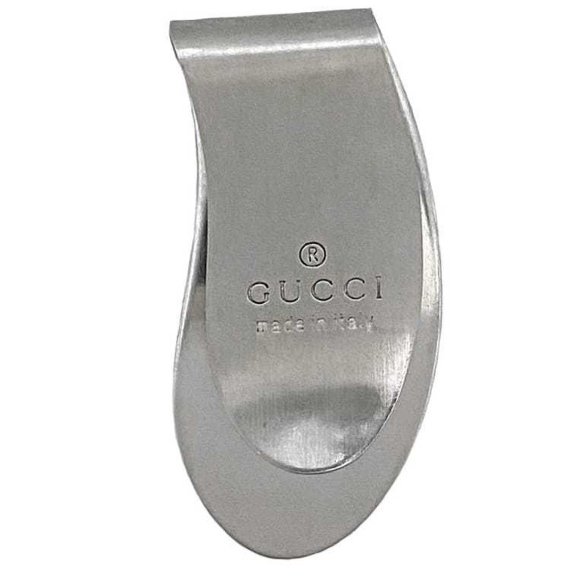 image of Gucci Money Clip Silver Metal Wallet in Black, Women's