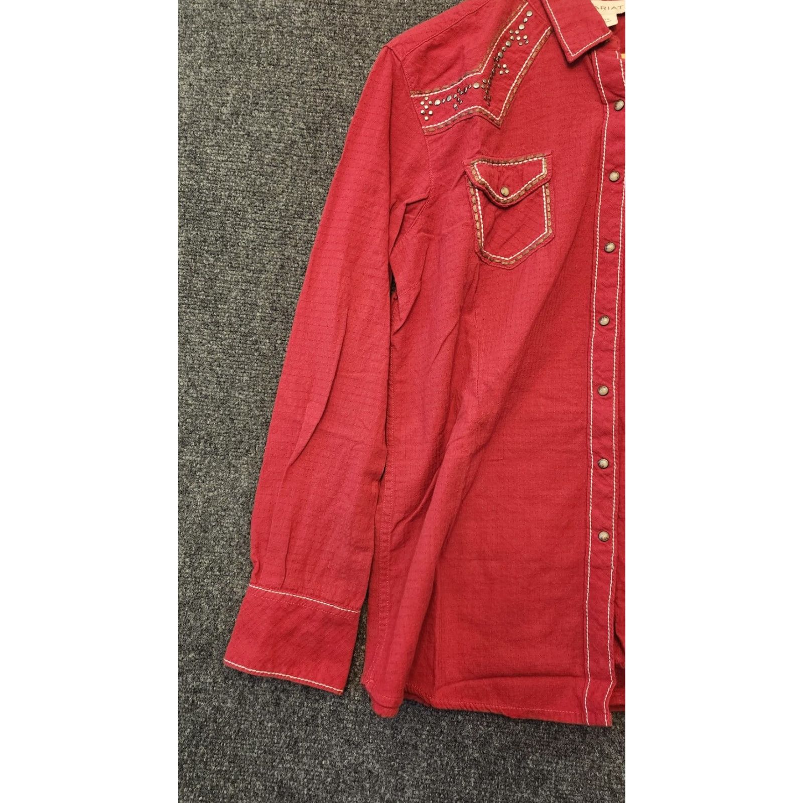Ariat Ariat Shirt Womens XL Red Western Snap Button Studded Fitted Long Sleeve Top Size XL / US 12-14 / IT 48-50 - 5 Thumbnail