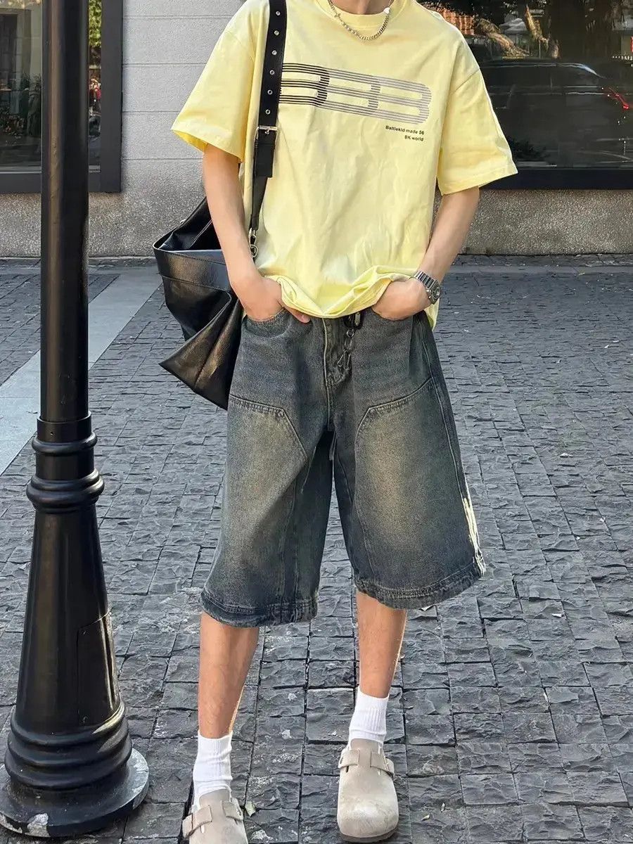 Japanese Brand Retro loose high street washed denim shorts Size US 32 / EU 48 - 1 Thumbnail