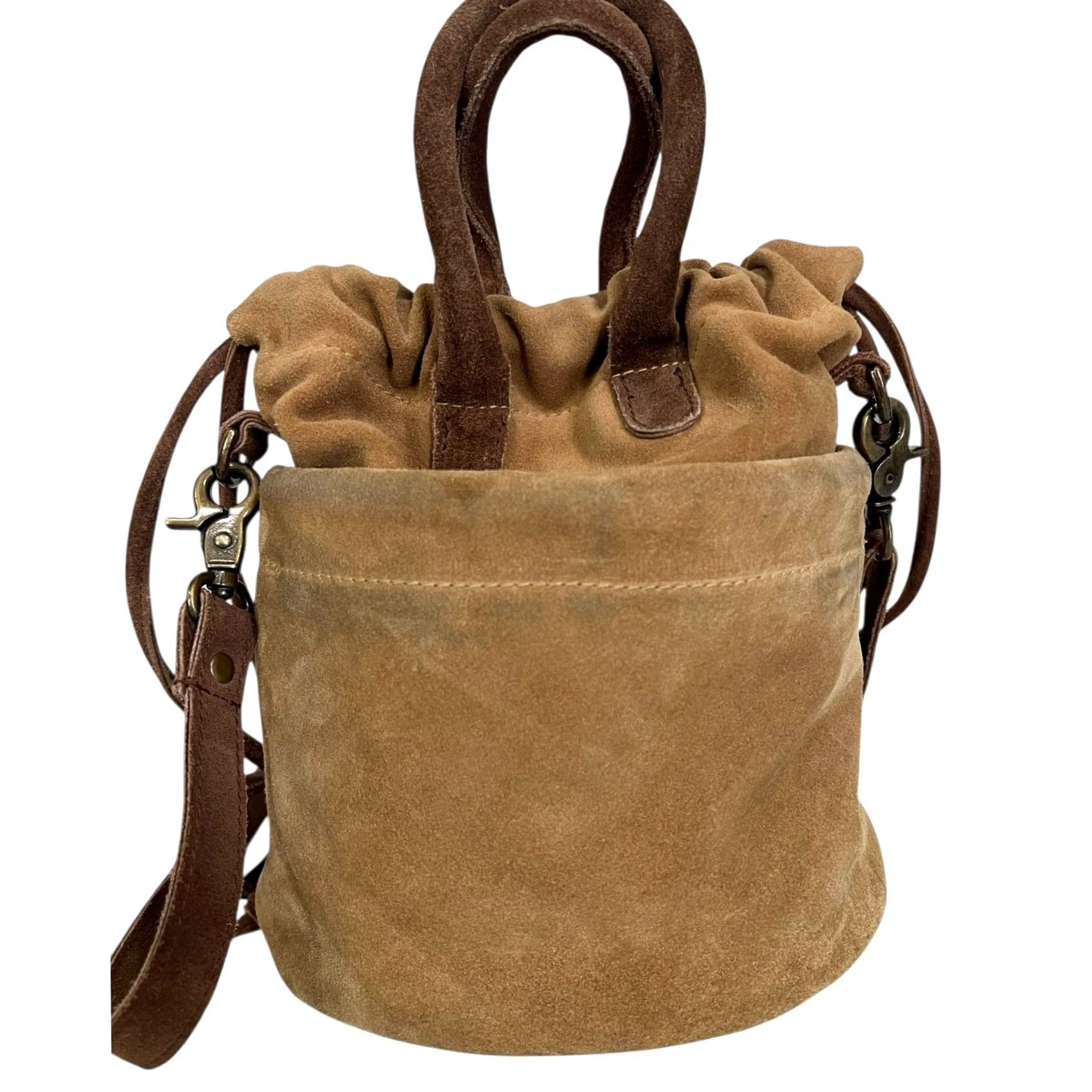 Free People Free People Purse Scout Slouchy Crossbody Tan Brown Suede Drawstring Mini Bag Women's Shoulder Bag Size ONE SIZE - 6 Thumbnail