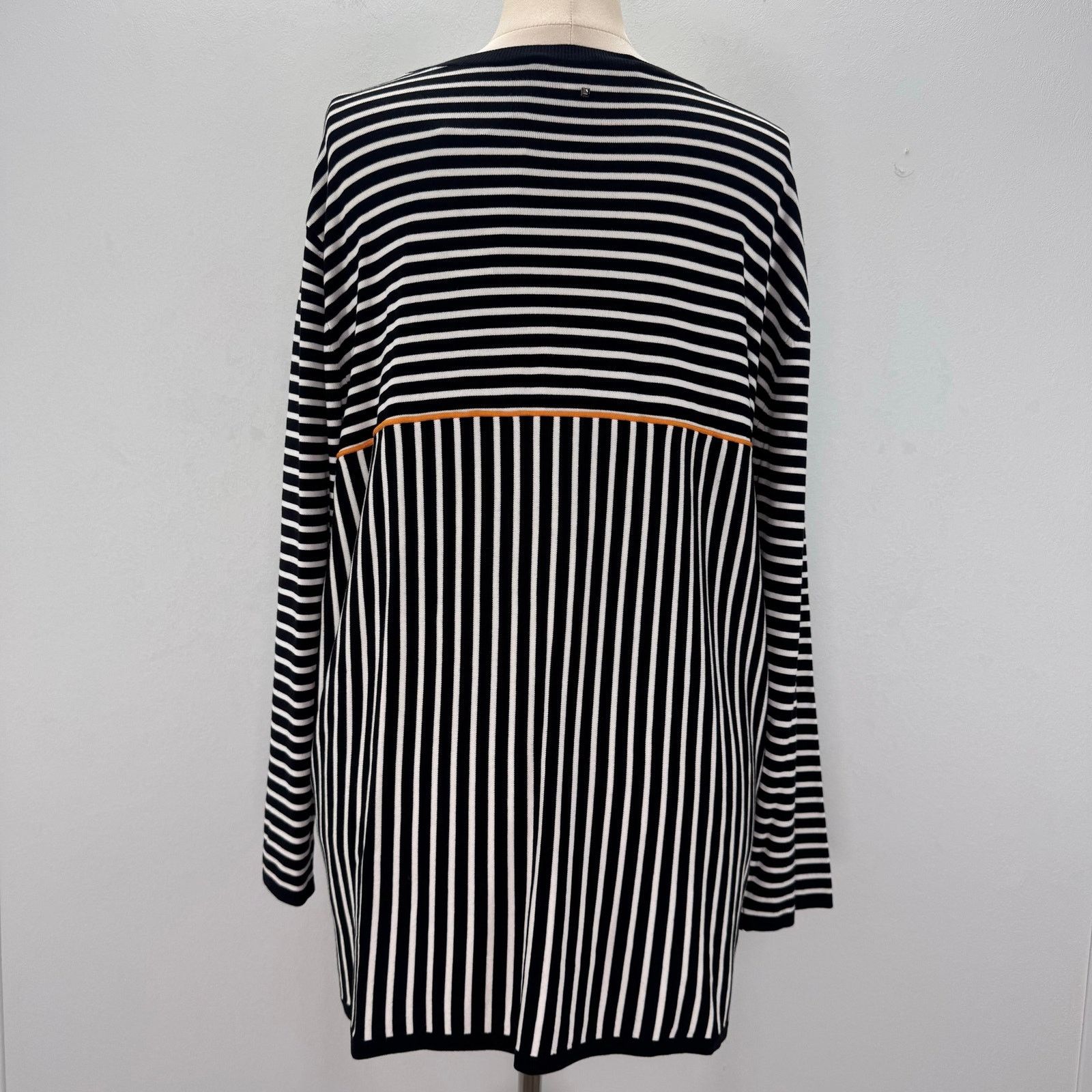 Marina Rinaldi Marina Rinaldi Stripe Ribbed Knit Sweater Top Black White XL Size 3XL / US 20-22 - 4 Thumbnail