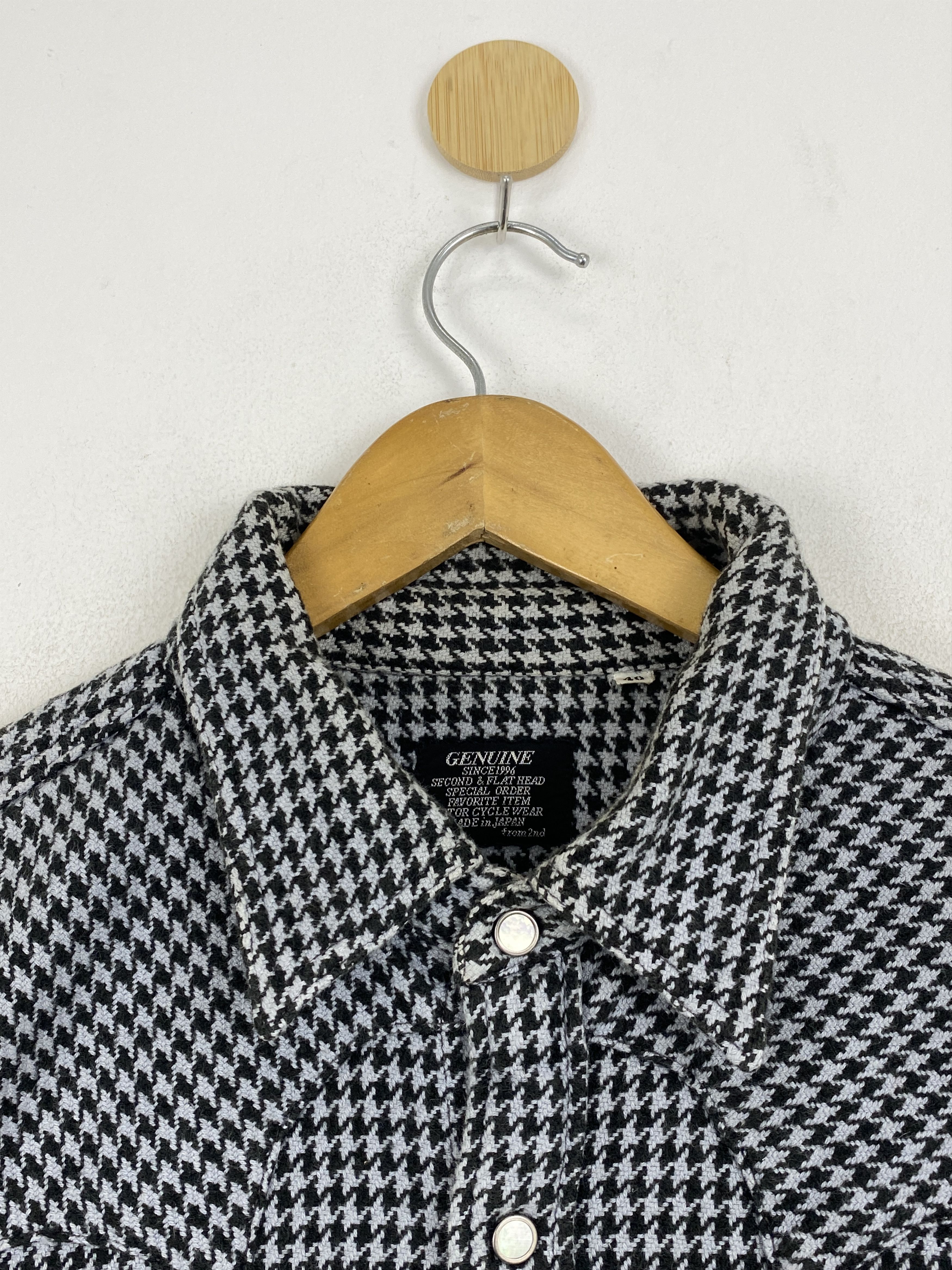 The Flat Head The Flat Head Brown Houndstooth Button Up Shirt TA0620 Size US XXS / EU 40 - 10 Thumbnail