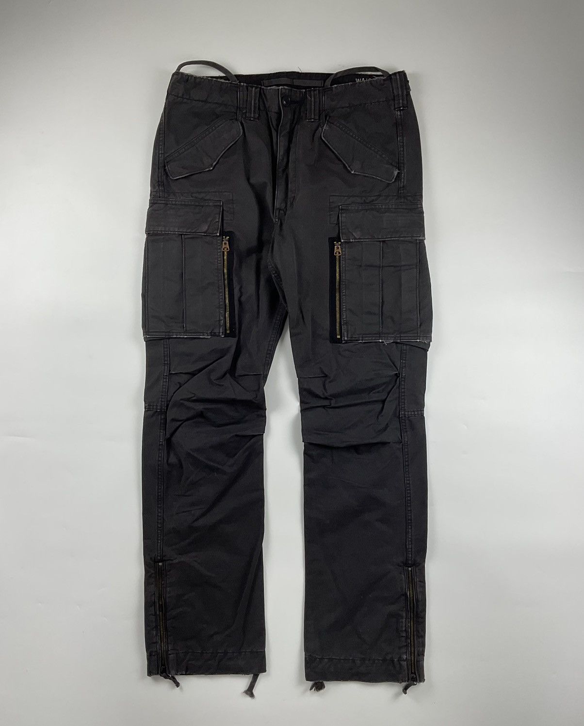 Relaxed Fit BDU Cargo Pants Black & Camouflage Zip Fly Mens
