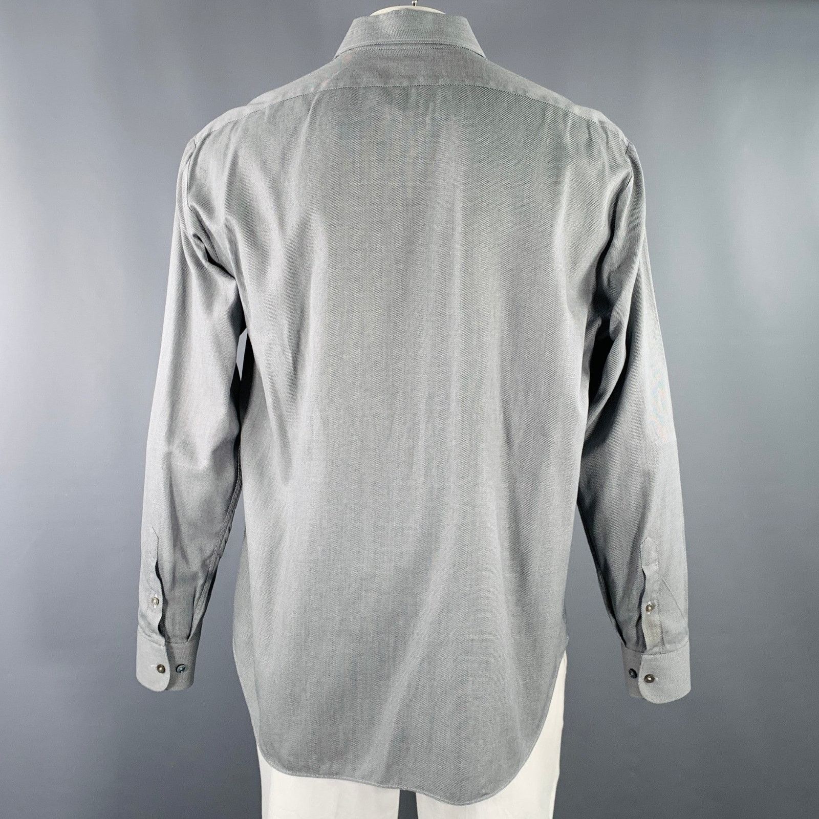 Armani Collezioni Size XL Black White Cotton Zig Zag Long Sleeve Shirt Size US XL / EU 56 / 4 - 4 Thumbnail