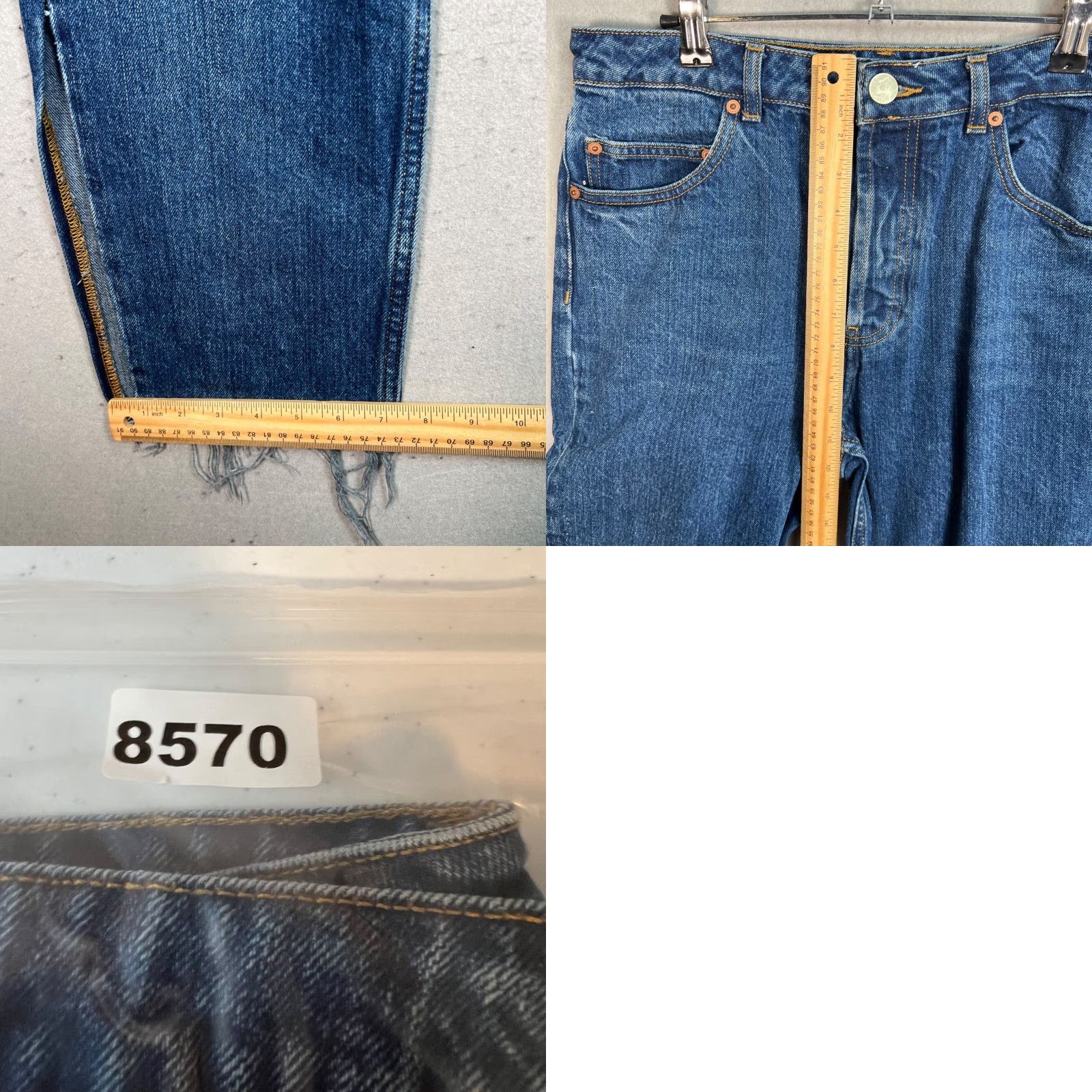 Asos ASOS Denim Jeans Womens Size 30 x 32 Blue Frayed Split Hem Jeans Womens Size 30 Blue Denim Straight High Rise Size 30" / US 8 / IT 44 - 8 Thumbnail