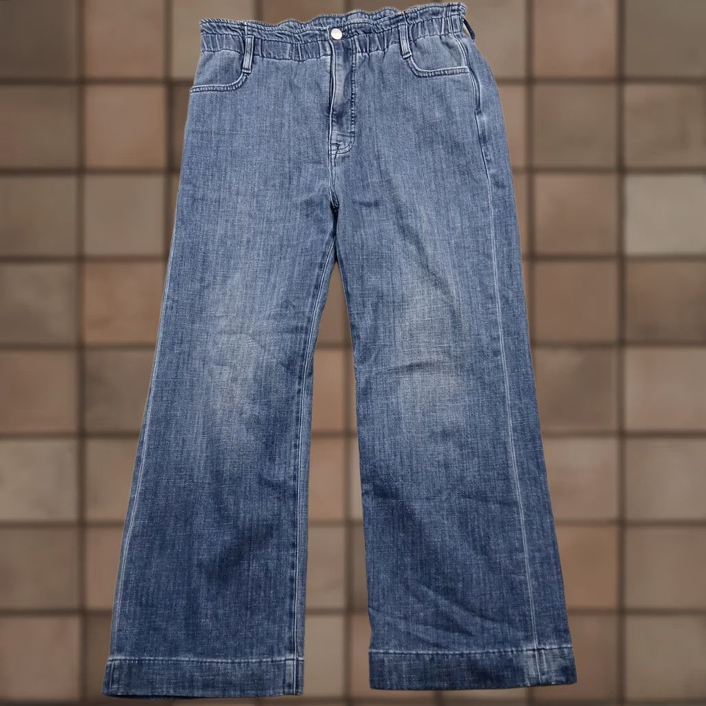 J.Crew VINTAGE not applicable J.CREW Pull-On Wide Leg Denim Trousers Women's 30 Blue Elastic Waist EUC Size 30" / US 8 / IT 44 - 1 Thumbnail
