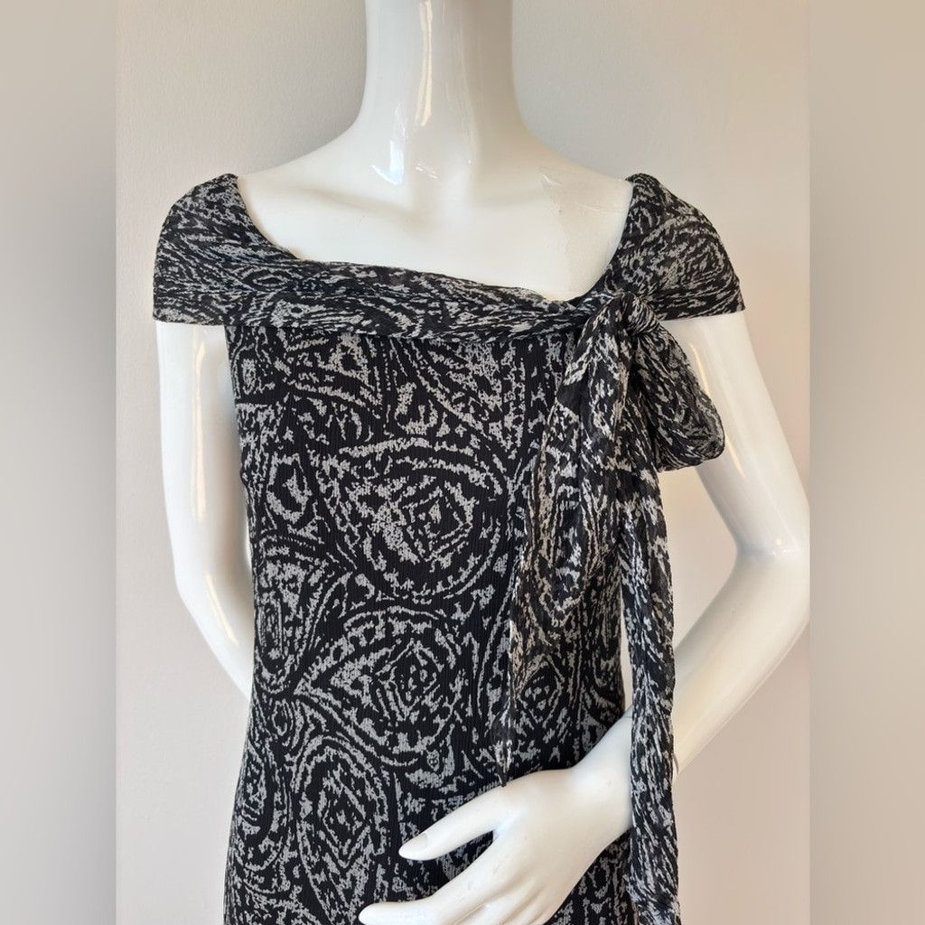 Max Mara Max Mara Silk Midi Dress Black Grey Asymmetrical Hem Italy Size M / US 6-8 / IT 42-44 - 2 Thumbnail
