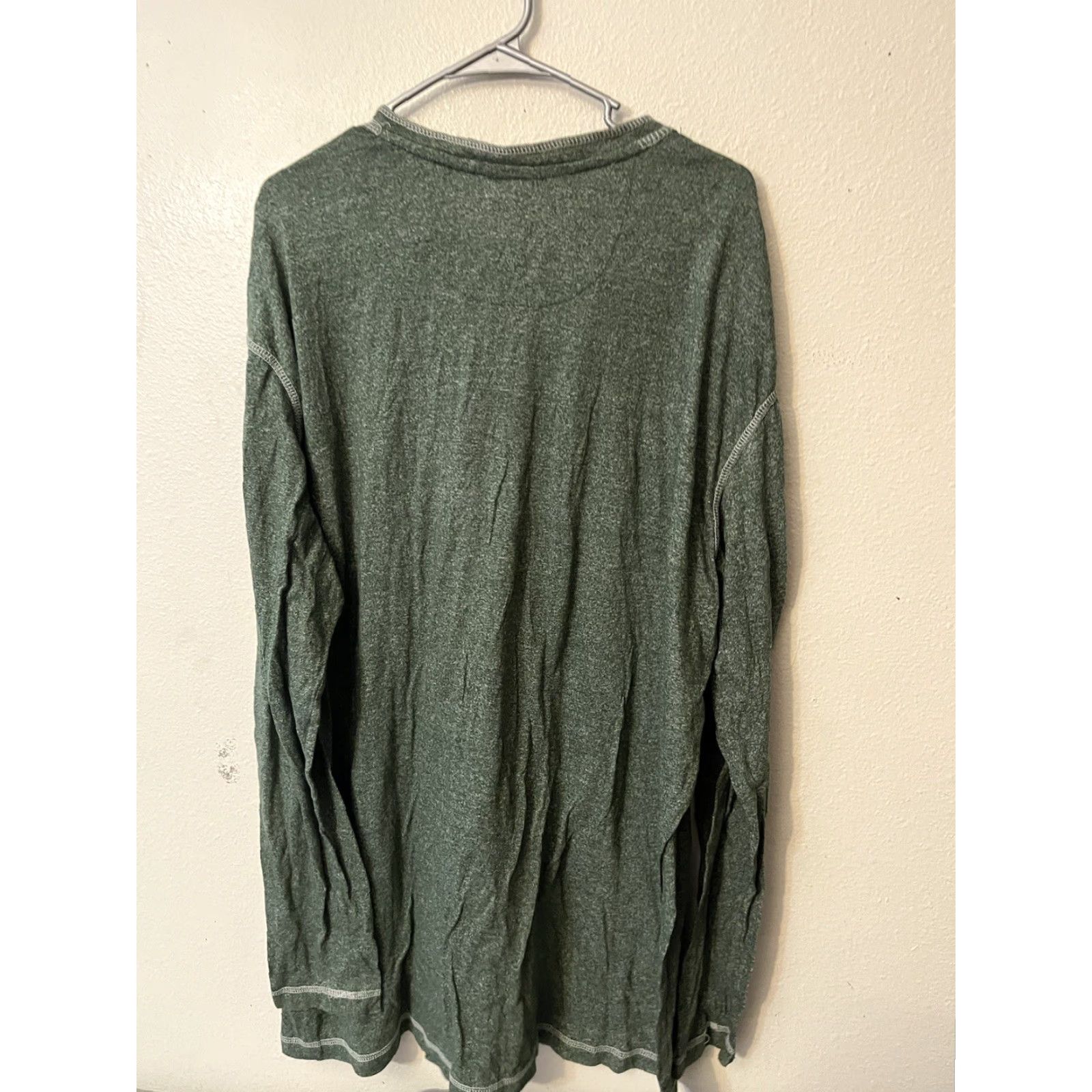 Lee Lee Mens Big & Tall 2XB Long Sleeve Henley Shirt Green Heathered Cotton Button Casual All Seasons Extra Soft Lounge Shirt Size US XXL / EU 58 / 5 - 2 Thumbnail