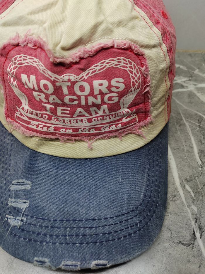 Japanese Brand Vintage Motors Racing Team Distressed Style Cap Hat Size ONE SIZE - 3 Thumbnail