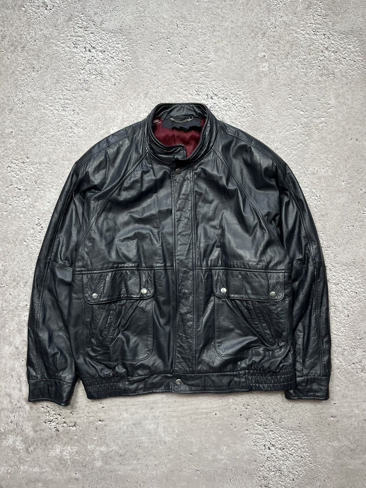 Leather × Vintage Vintage St Michael Leather Bomber Jacket Korea Black Retro Size US XL / EU 56 / 4 - 2 Thumbnail