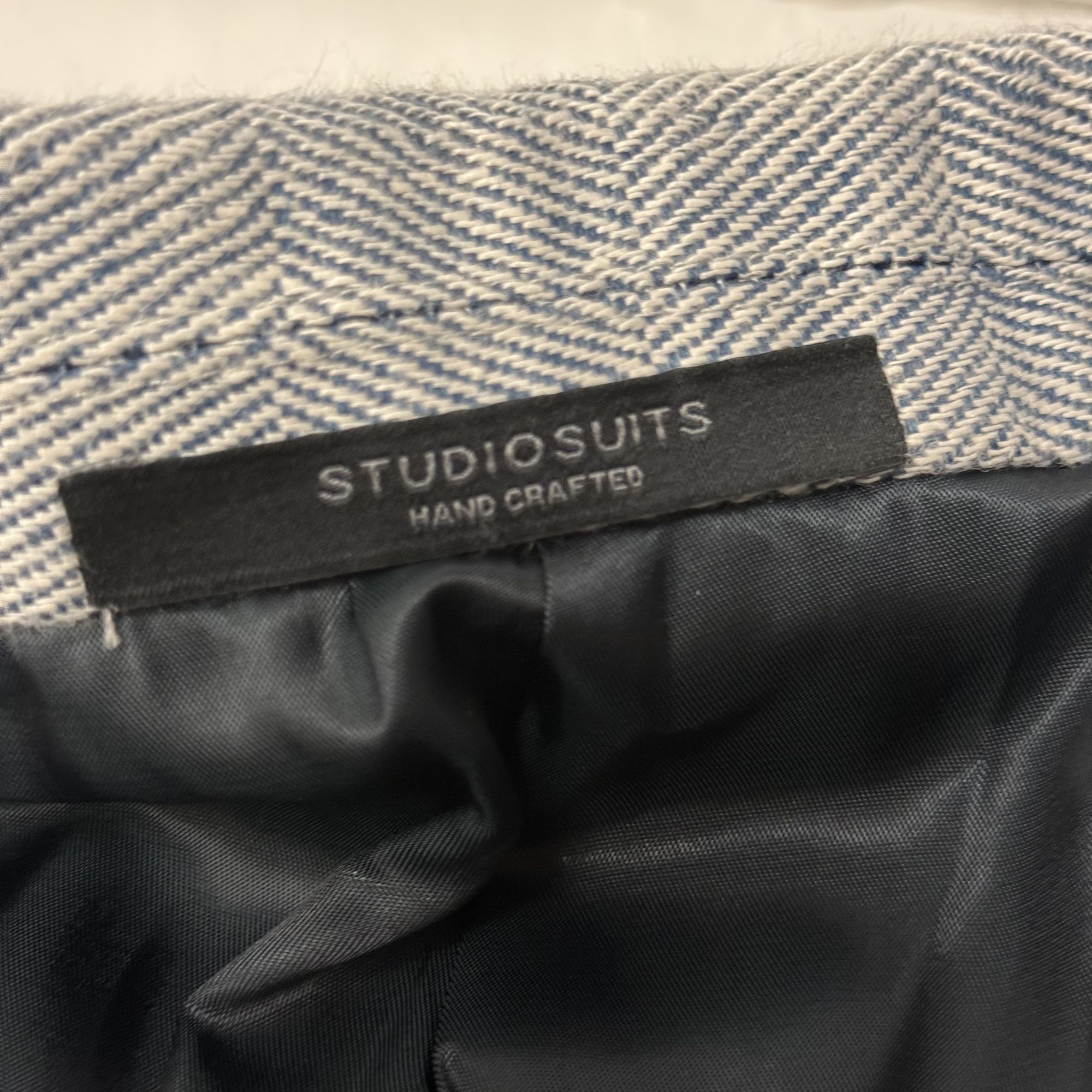 Other Studio Suits STEEL BLUE Sport Coat HERRINGBONE Silk Jacket Size 44L - 11 Thumbnail
