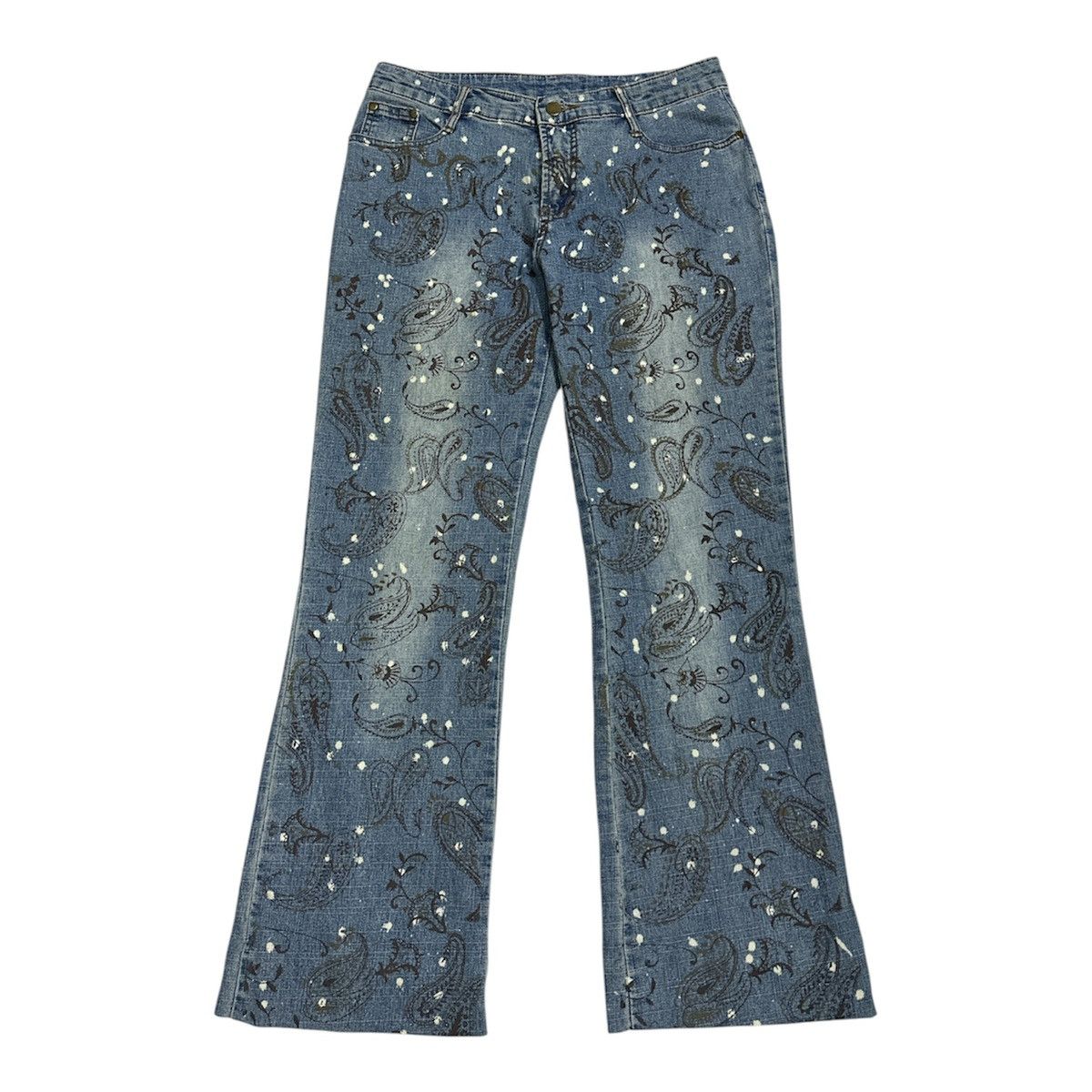 Distressed 2000s Bandana Flare Jeans Japanese Y2K Goa Lgb