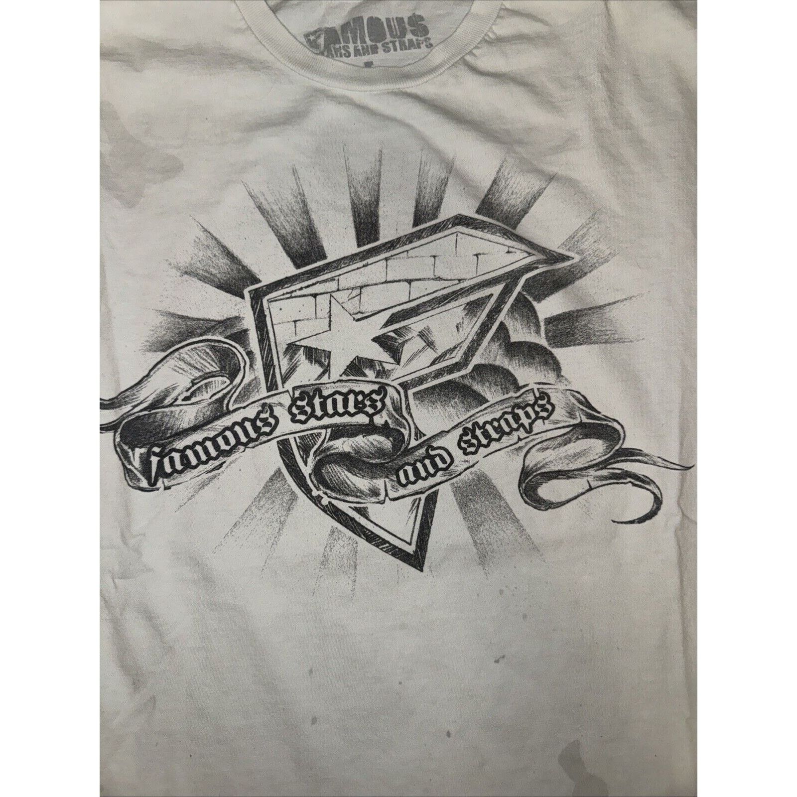 Band Tees × Famous Stars And Straps × Vintage Famous Stars And Straps T-Shirt White Large Y2K 21x26 Size US L / EU 52-54 / 3 - 3 Thumbnail