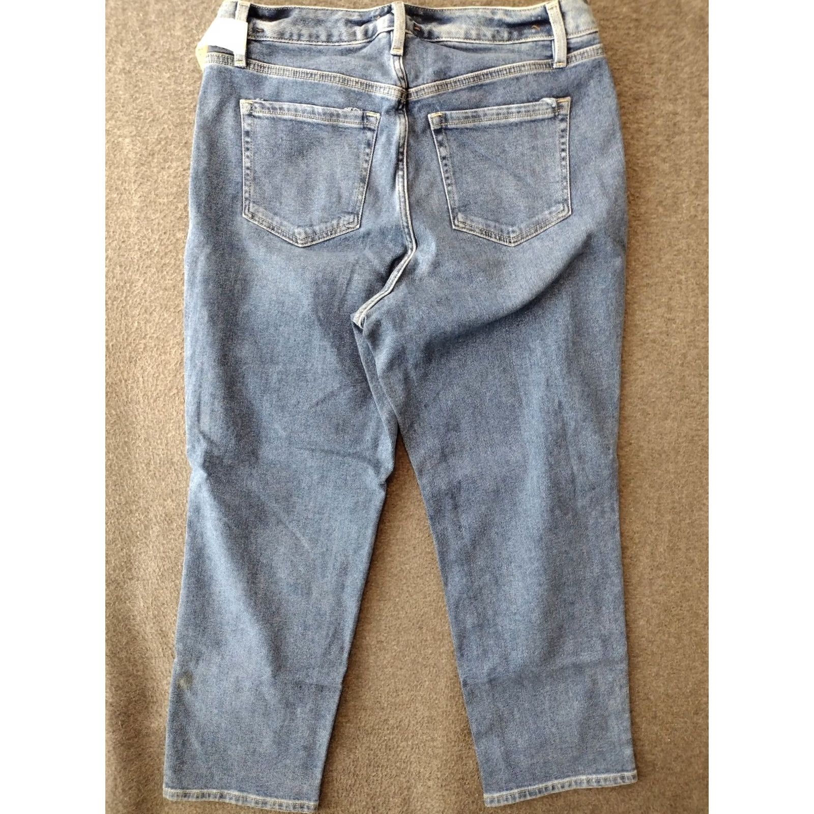 Vintage Unbranded Women's High Rise Straight Denim Jeans Size 14 Grey? Blue? Distressed, Dark Wash, online Size 36" / US 14 / IT 50 - 2 Thumbnail