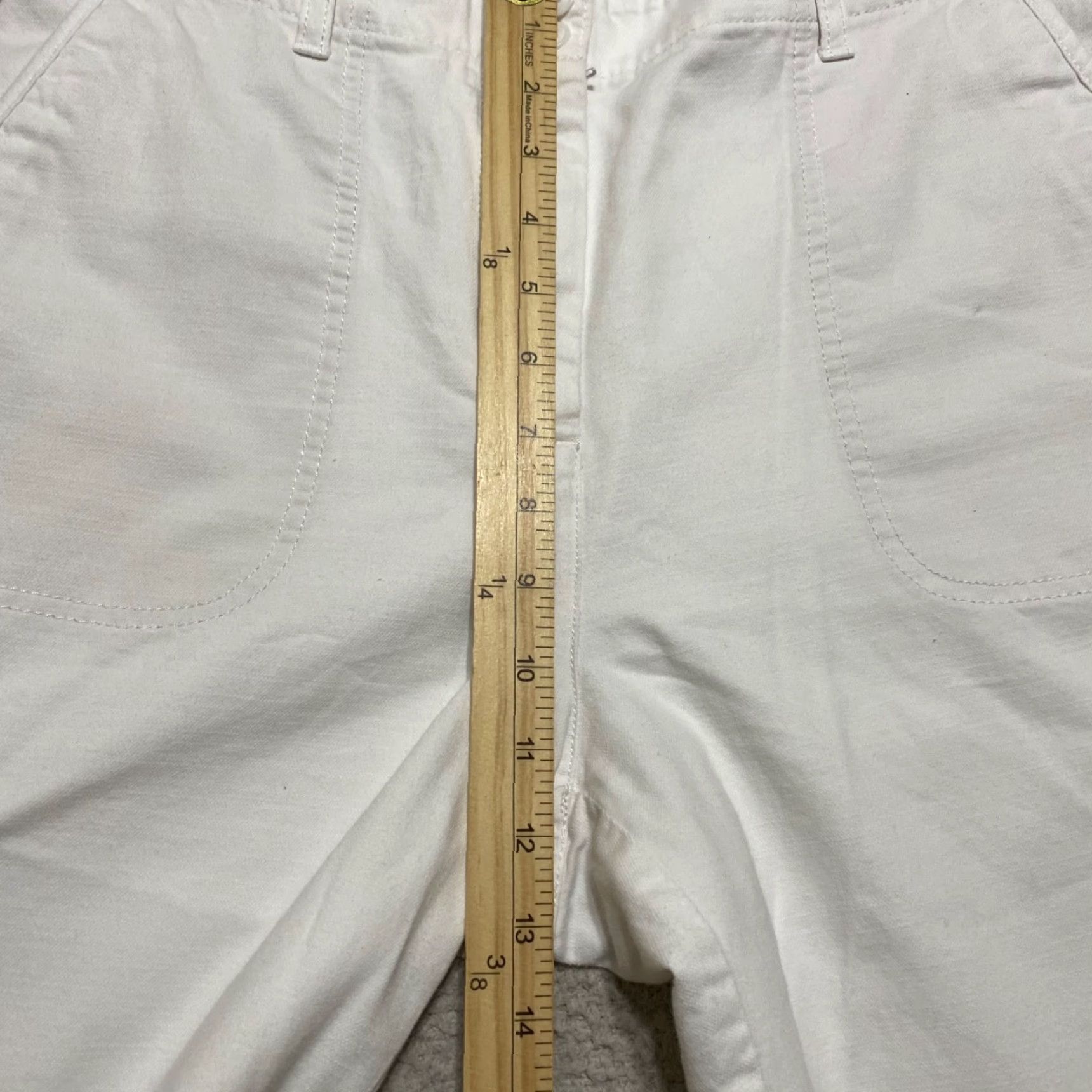 Talbots Talbots Womens Pants 8 White Cargo Straight High Rise Elastic Waist Regular Size 30" / US 8 / IT 44 - 7 Thumbnail