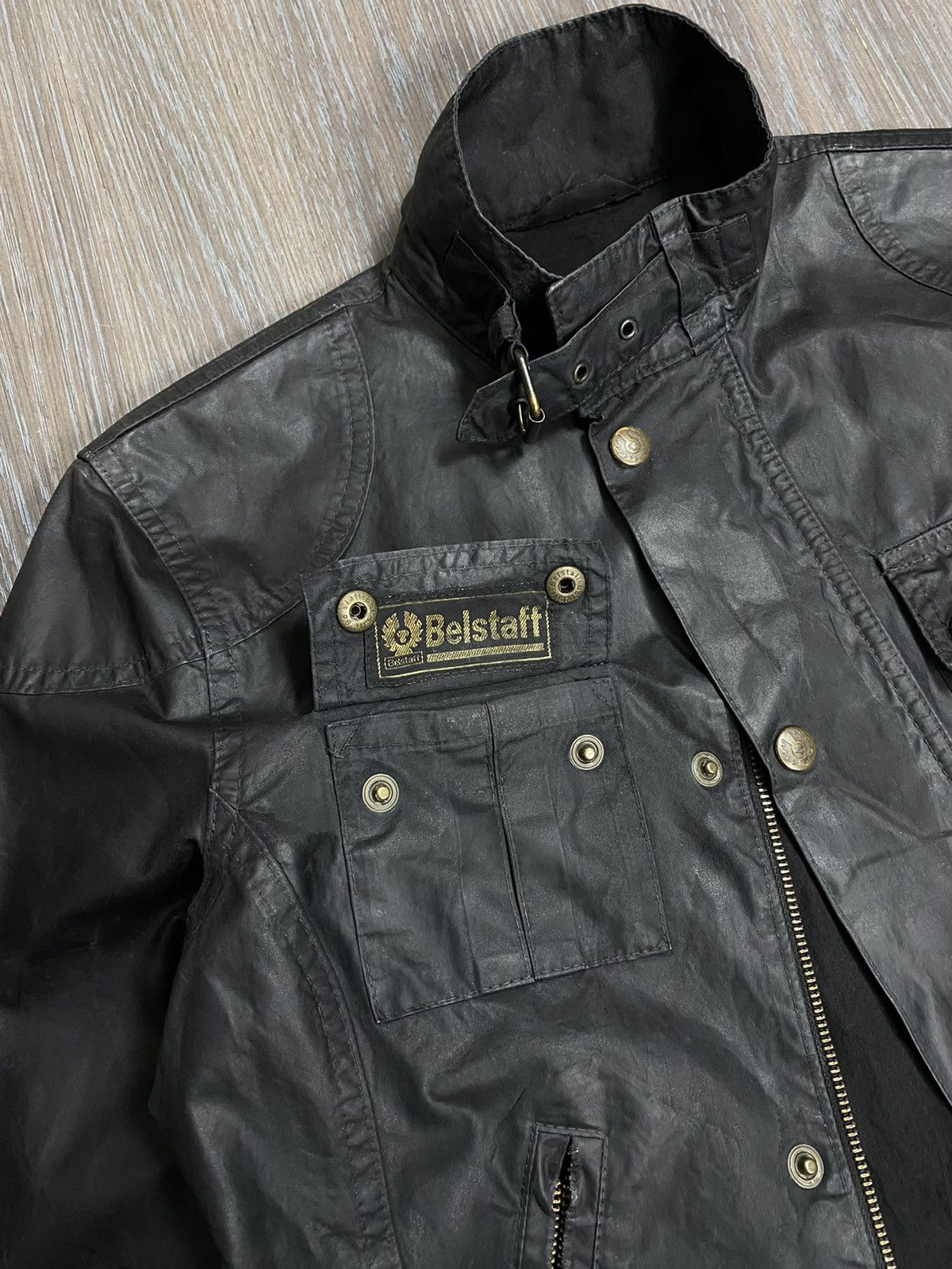 Belstaff Belstaff Gold Rubberized Y2K Belt Biker Jacket Size M / US 6-8 / IT 42-44 - 12 Thumbnail