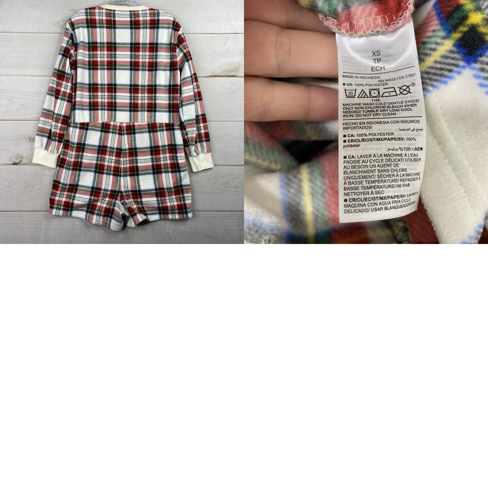 Old Navy Old Navy Womens Pajamas XS Plaid Fleece Cozy Short Romper 1 Pc Shirt Holiday Womens Size 26" / US 2 / IT 38 - 8 Thumbnail