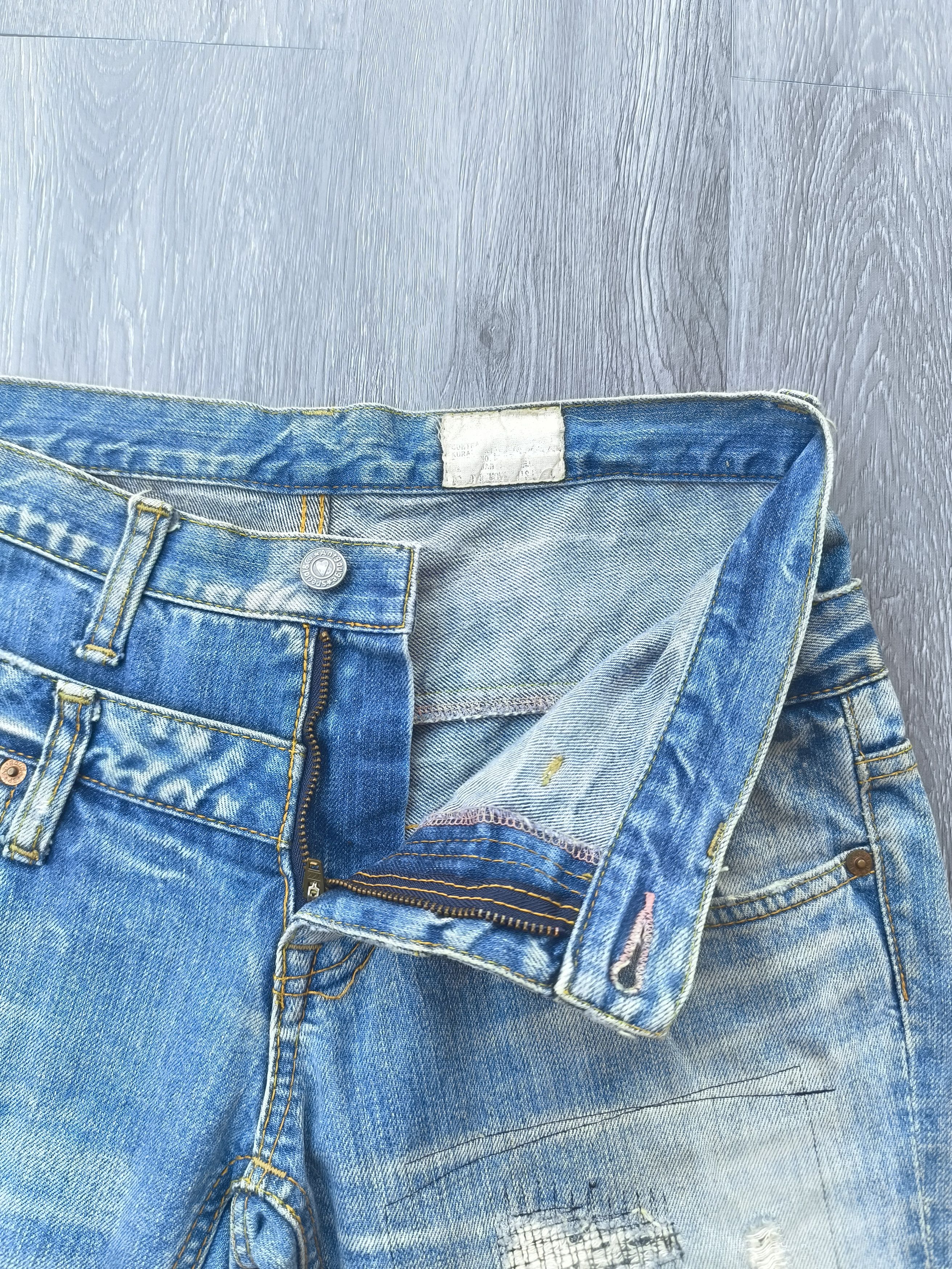 If Six Was Nine × Le Grande Bleu (L.G.B.) ANTGAUGE DISTRESSED PATCHWORKS JEANS LIKE KAPITAL JEANS Size US 31 - 7 Thumbnail