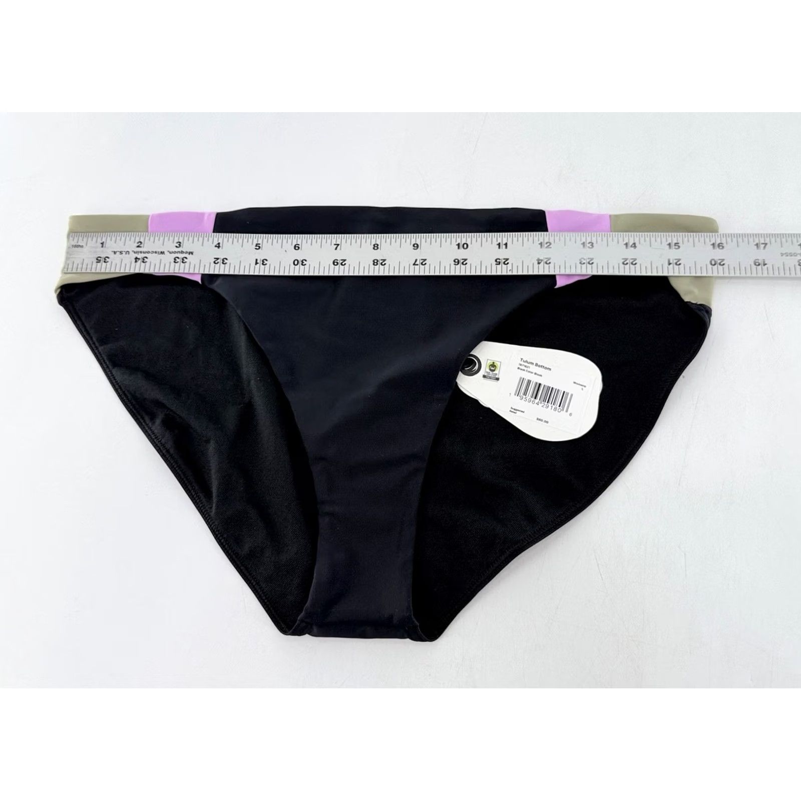 Prana Prana Women’s Tulum Bikini Bottom Sz L Black Color Block Summer Sustainable NWT Size 36" / US 14 / IT 50 - 3 Thumbnail