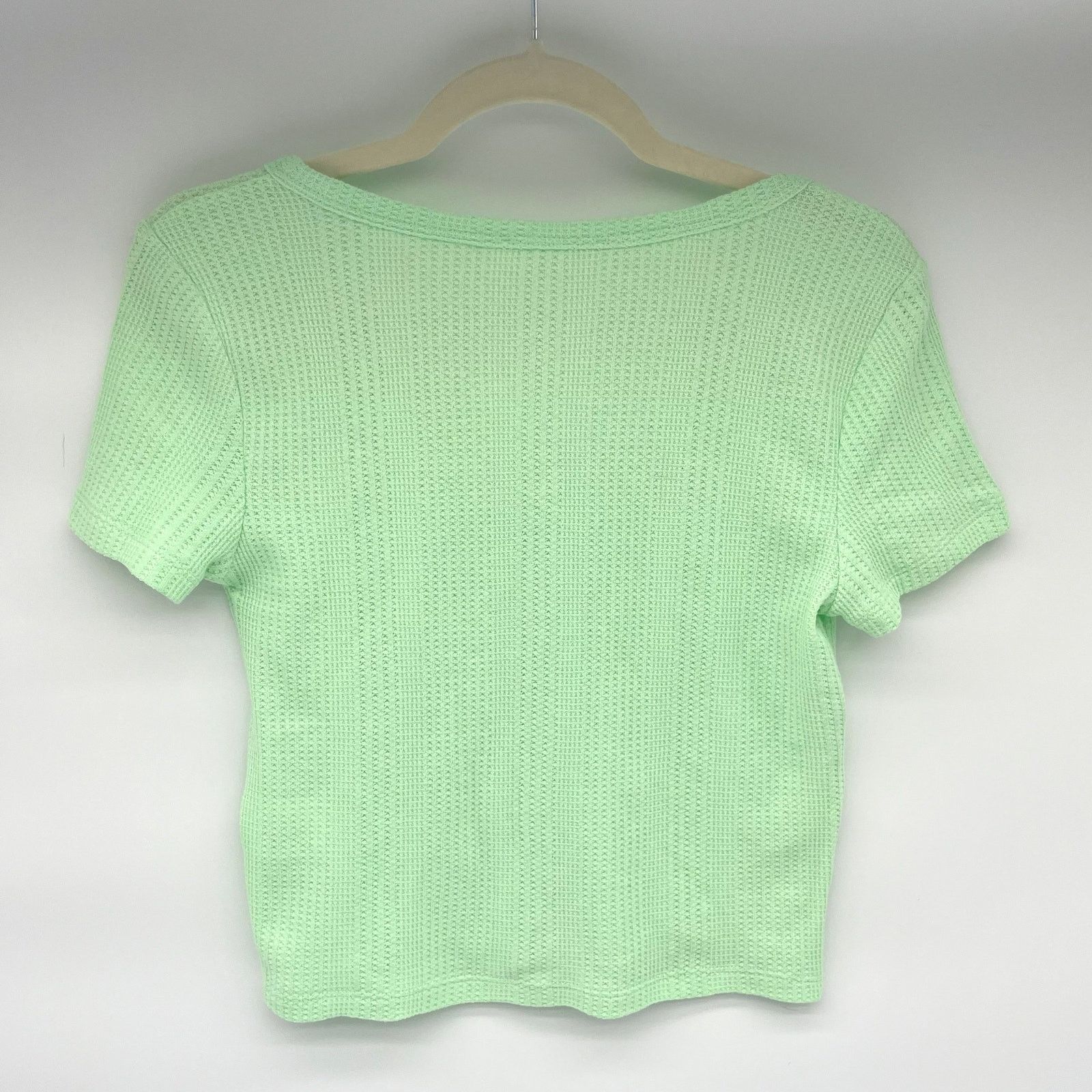Unknown London ELODIE NWT Waffle Knit Short Sleeve ButtonUp Crop Top Medium Size M / US 6-8 / IT 42-44 - 5 Thumbnail