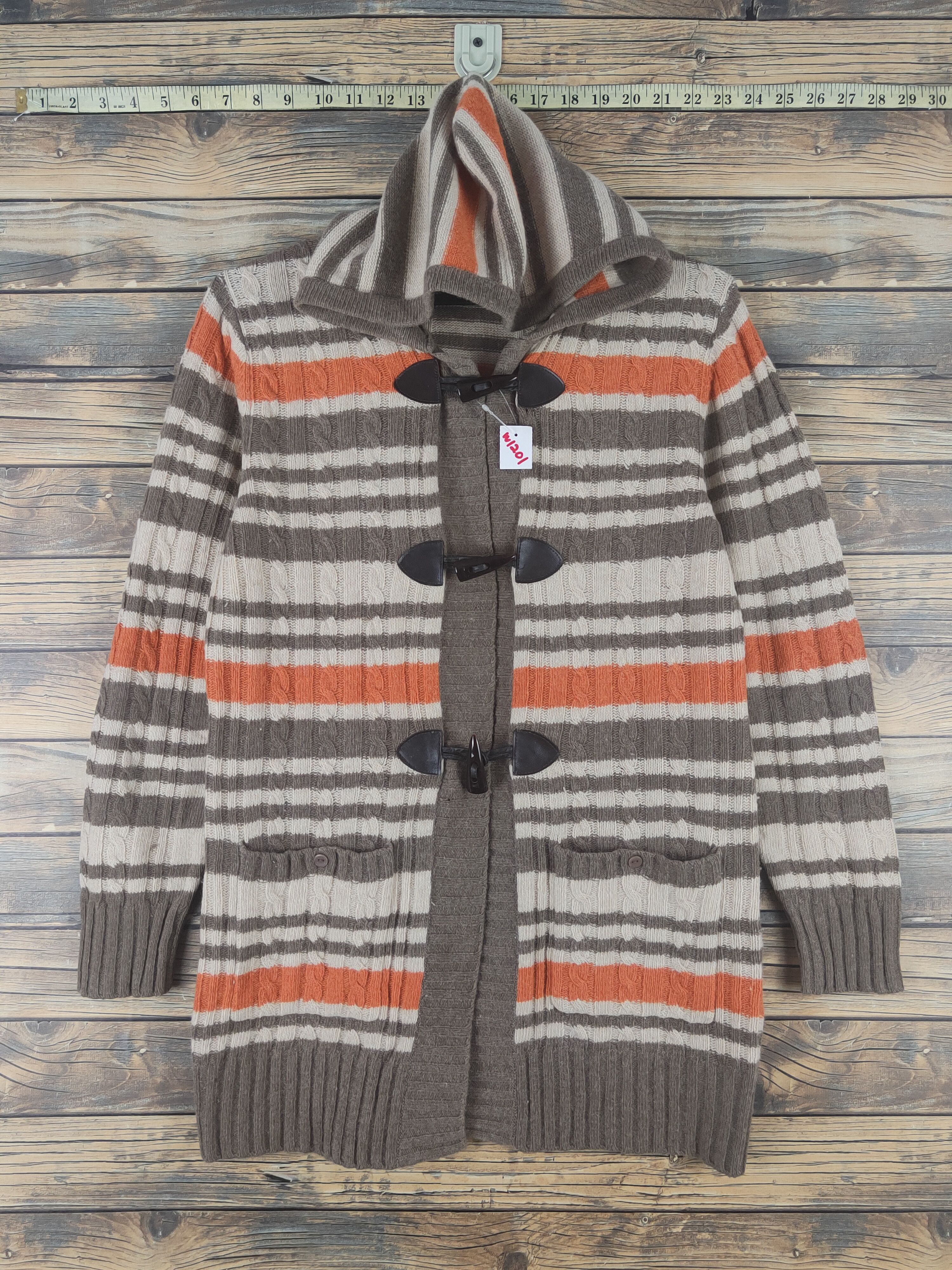 Aran Isles Knitwear × Japanese Brand × Vintage Key Luck Brown Knitwear Hoodie Sweaters #W1201 Size XS / US 0-2 / IT 36-38 - 1 Thumbnail