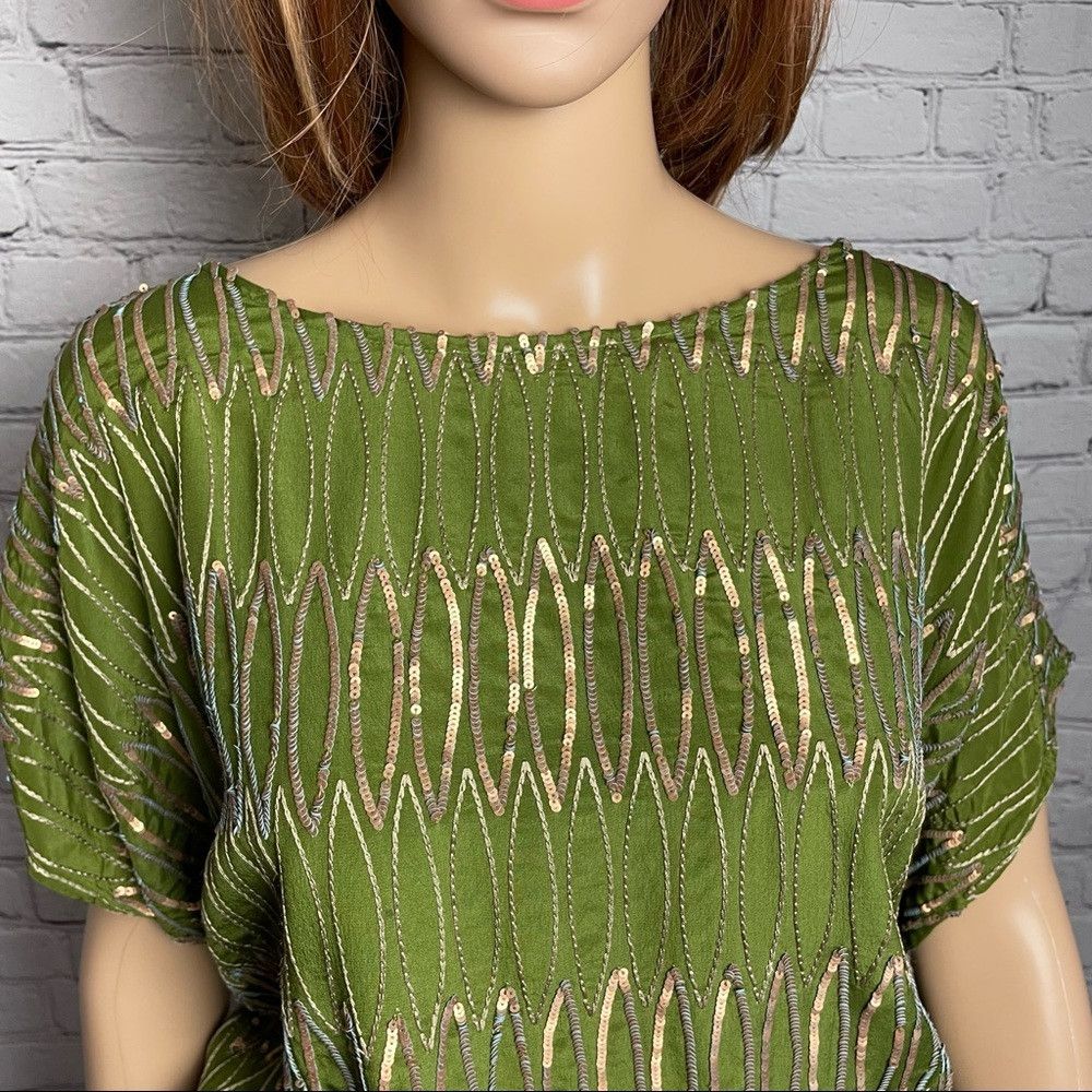 Other New Namrata Joshipura Green Silk Sequins Tunic Blouse Size Size S / US 4 / IT 40 - 3 Thumbnail