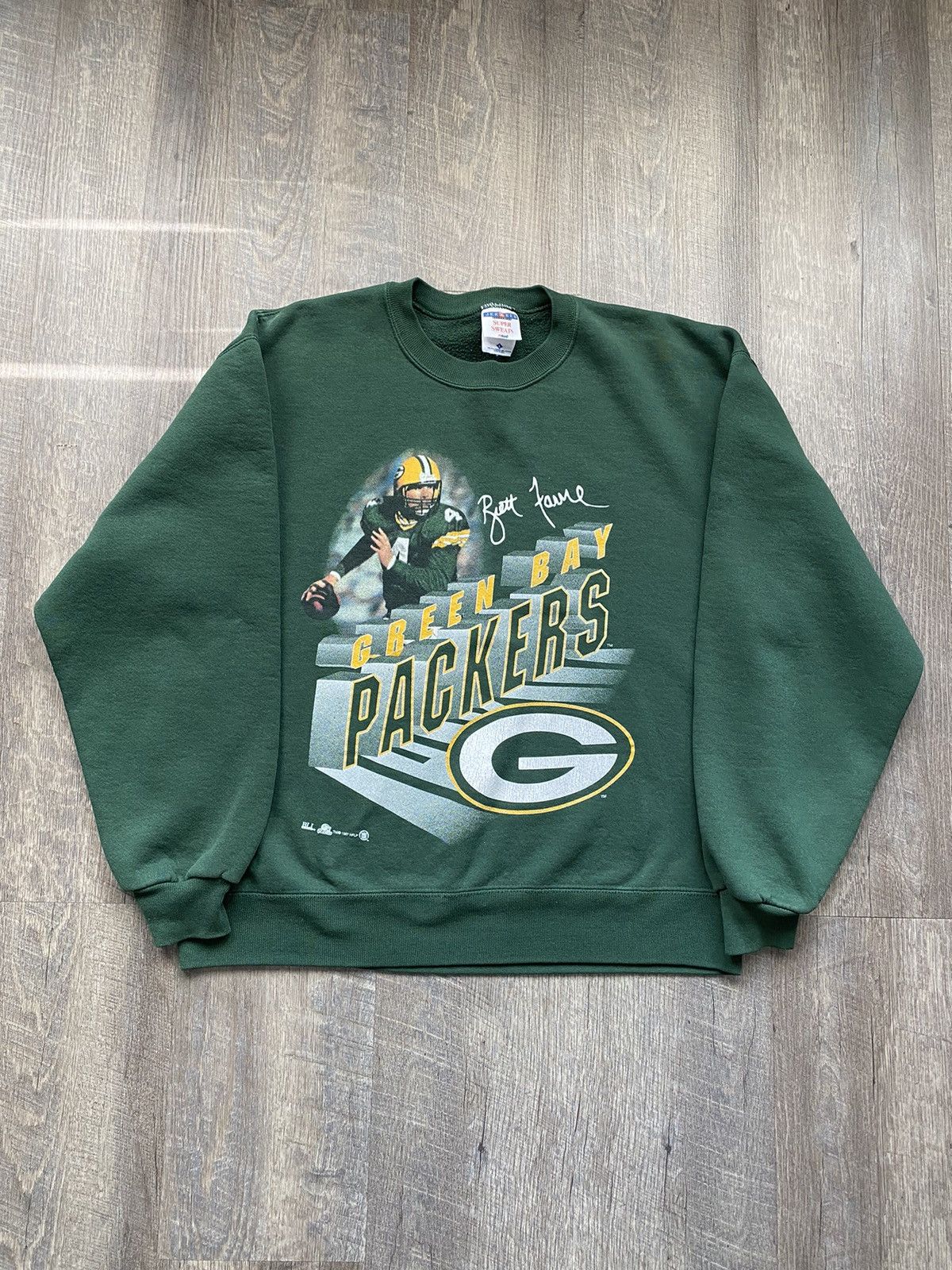 Jerzees 1997 Green Bay Packers Brett Farve Sweater Size US L / EU 52-54 / 3 - 1 Thumbnail
