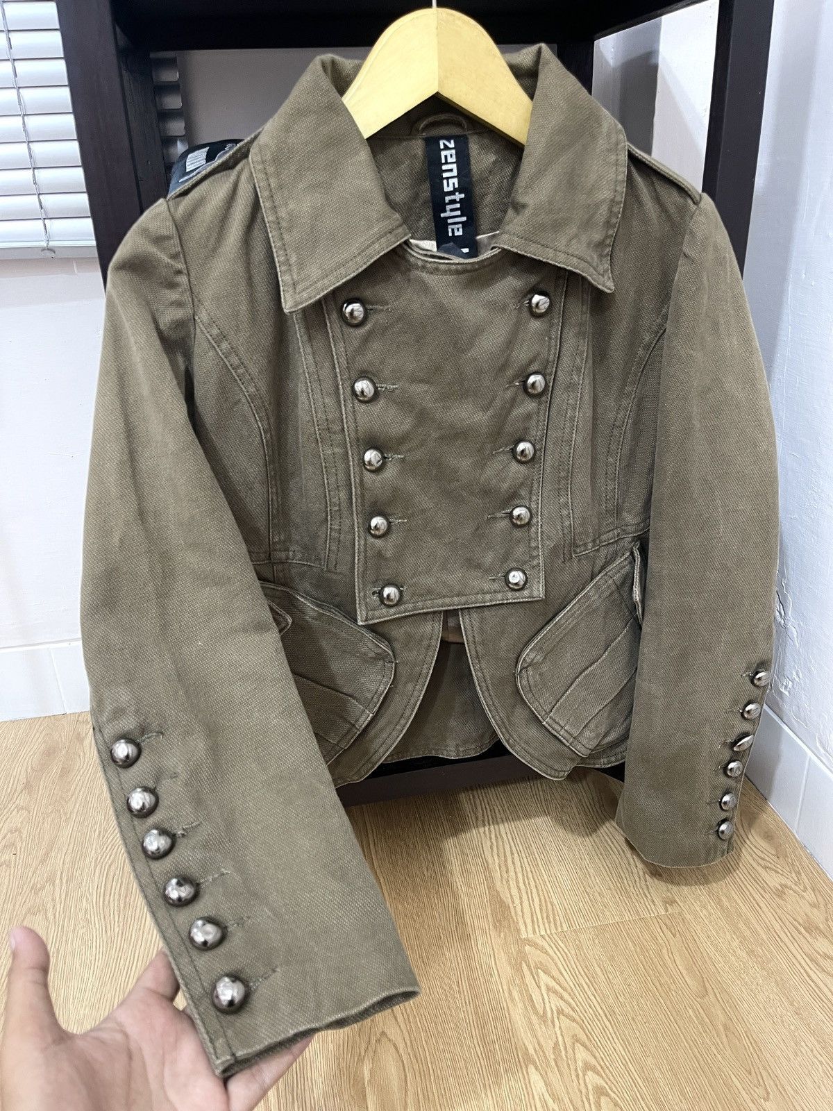 Hysteric Glamour × Undercover 00s ZenStyle Lab Napoleon Canvas Jacket Balmain Style Size M / US 6-8 / IT 42-44 - 2 Thumbnail
