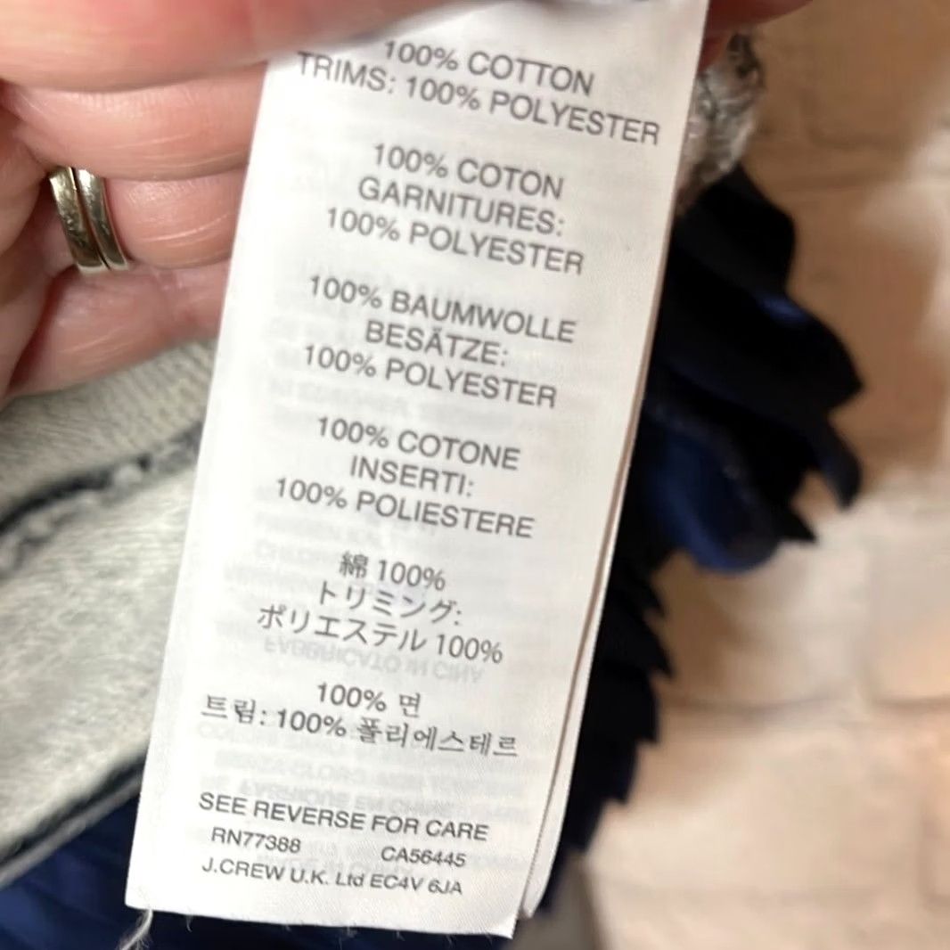 J.Crew J. Crew Women's Sweatshirt Crewneck with Navy Blue Ruffle Multicolor Gray L Sweatshirt Pullover Women Large Navy Ruffle Size L / US 10 / IT 46 - 4 Thumbnail