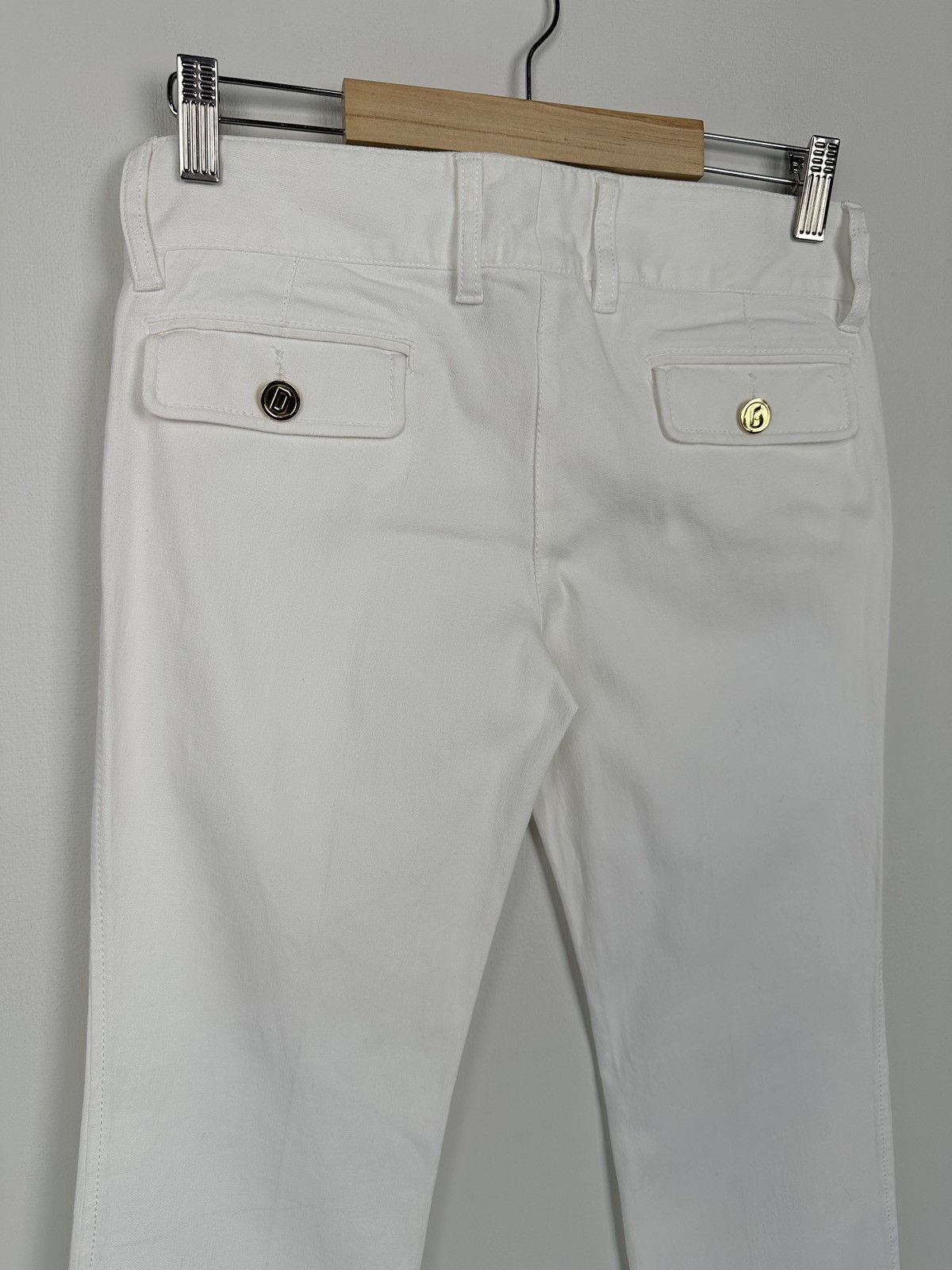 Dolce & Gabbana Y2K DOLCE & GABBANA Flared White Jeans Pants Gold Button Size 25" / US 0 / IT 36 - 7 Thumbnail