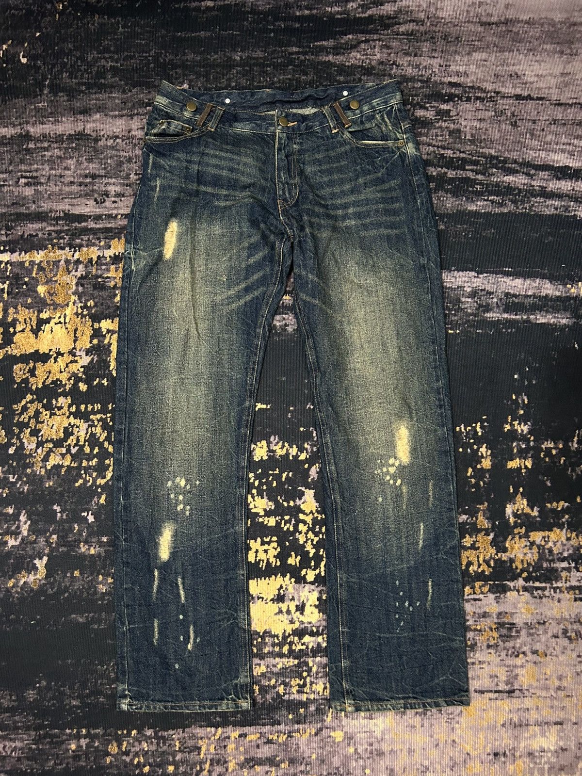 If Six Was Nine Japanese Brand Fur Pocket Back Ripped Jeans Size US 32 / EU 48 - 3 Thumbnail