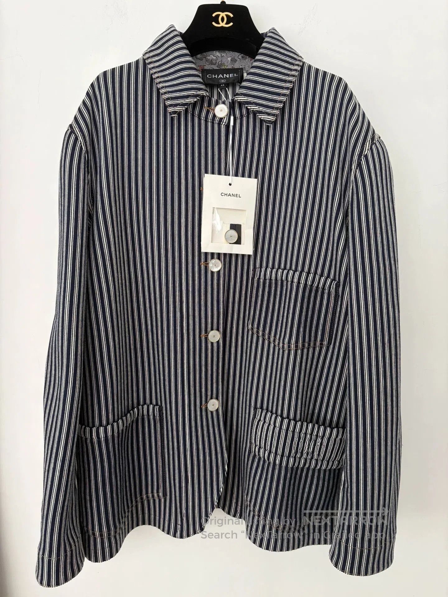 Chanel Chanel Blue White Stripe Shirt Jacket. Size US L / EU 52-54 / 3 - 1 Thumbnail