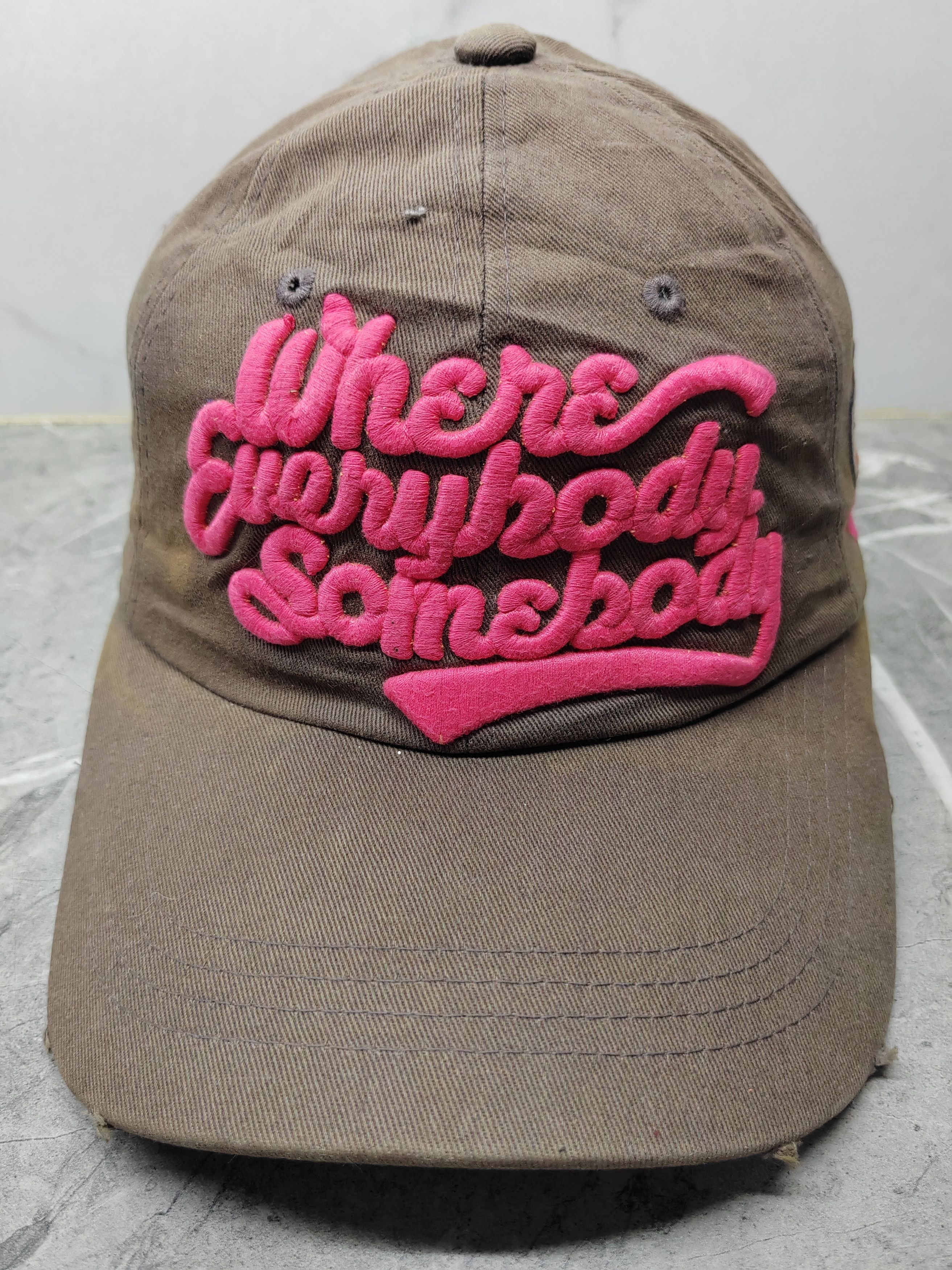 Japanese Brand Vintage Where Everybody Somebody Distressed Style Cap Hat Size ONE SIZE - 2 Thumbnail