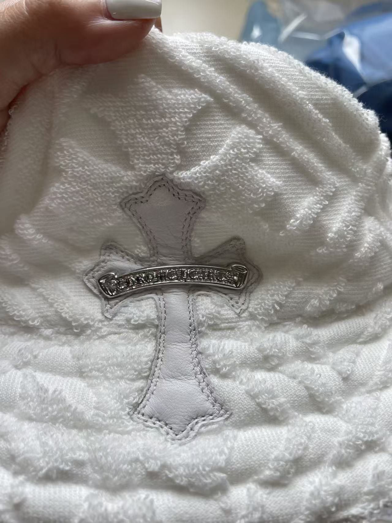 Chrome Hearts Chrome Hearts Cross Leather Patch Terry Cloth Hat Size ONE SIZE - 5 Thumbnail