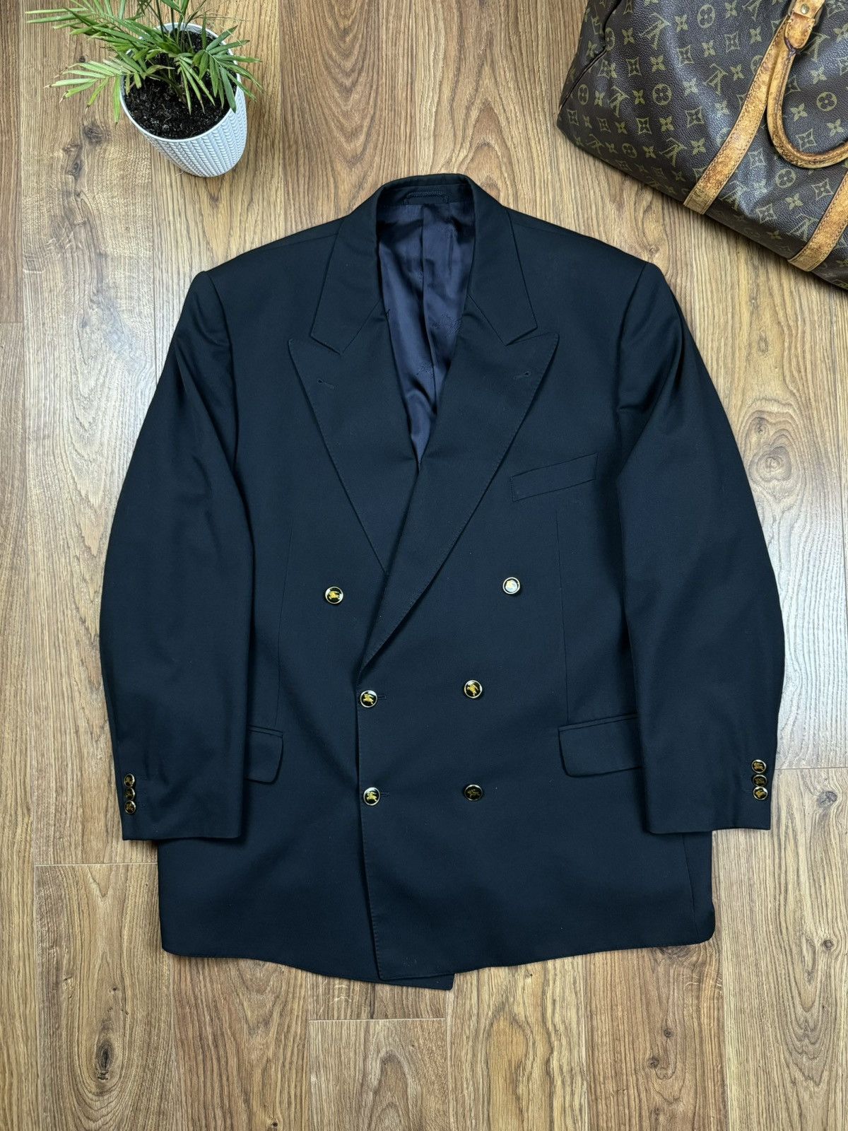 Burberry Vintage wool navy blazer Burberry original luxury item Size 54L - 1 Thumbnail