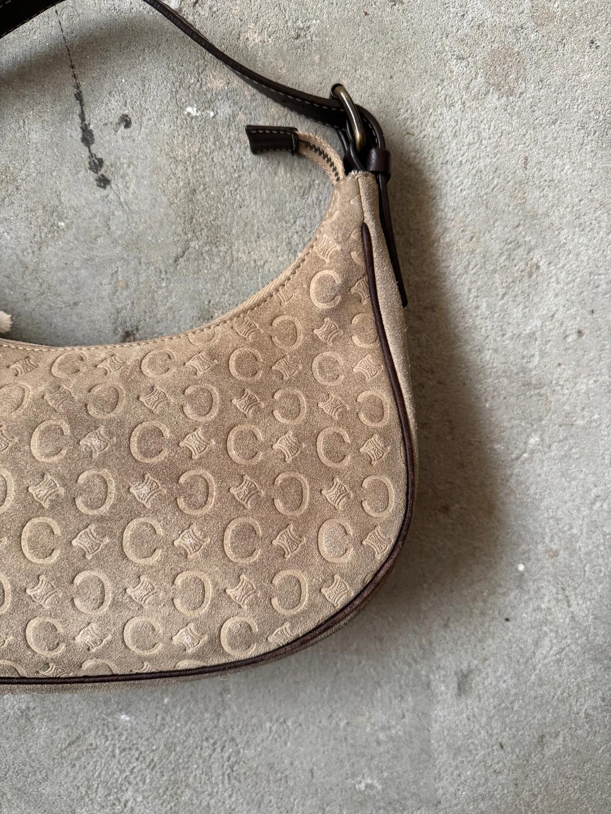Celine Celine Macadam Suede Ava Shoulder Bag Beige Size ONE SIZE - 3 Thumbnail
