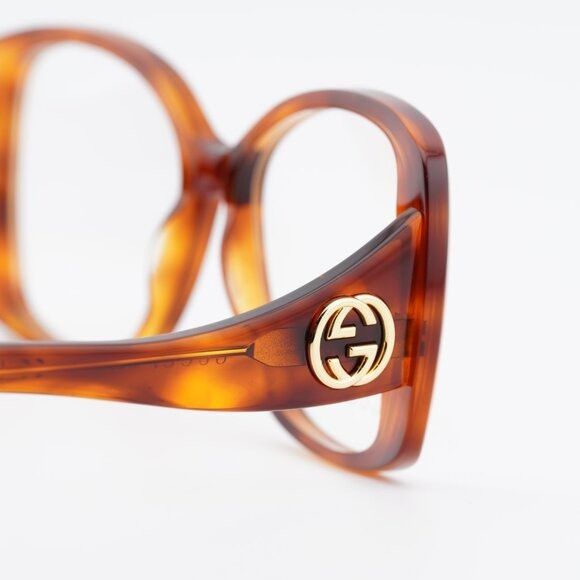 Gucci GG1236O 002 Eyeglasses Havana 55mm Square Frame