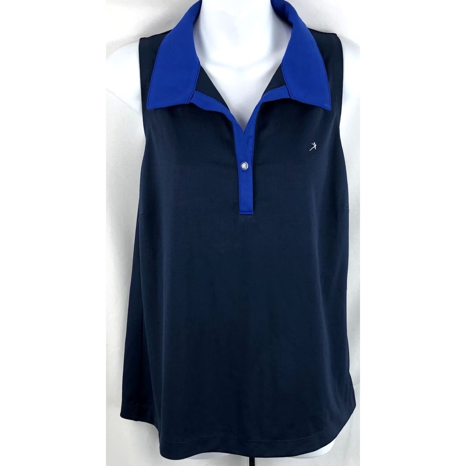 Vintage Ativa Activewear Sleeveless Top XL Blue Button Neck Collared Fitness Gym Size XL / US 12-14 / IT 48-50 - 2 Thumbnail