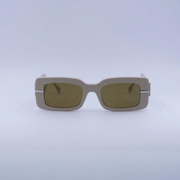 Fendi Fendi FE40133I 57E Sunglasses Brown/Silver Rectangle Frame Size ONE SIZE - 2 Thumbnail