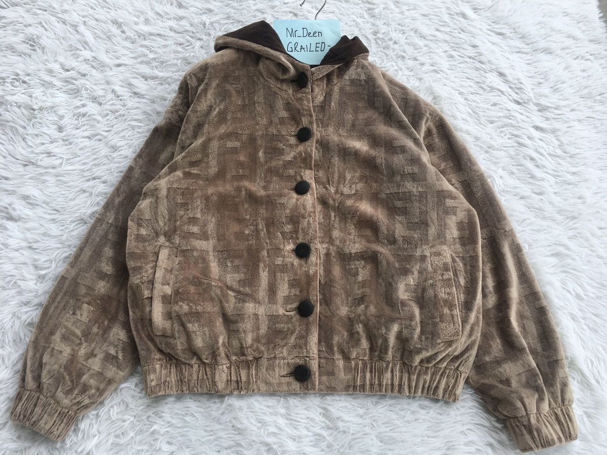 Fendi Rare Vintage 90s FENDI Monogram Velvet Jacket Size US L / EU 52-54 / 3 - 7 Thumbnail