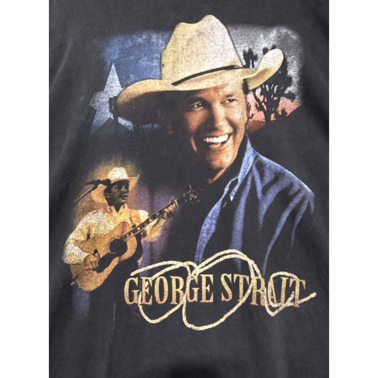 Hanes VINTAGE George Strait Concert Tee 2XL Black Double Sided Shirt Mens Vintage 90s Country Music Festival T-Shirt Size US XXL / EU 58 / 5 - 2 Thumbnail
