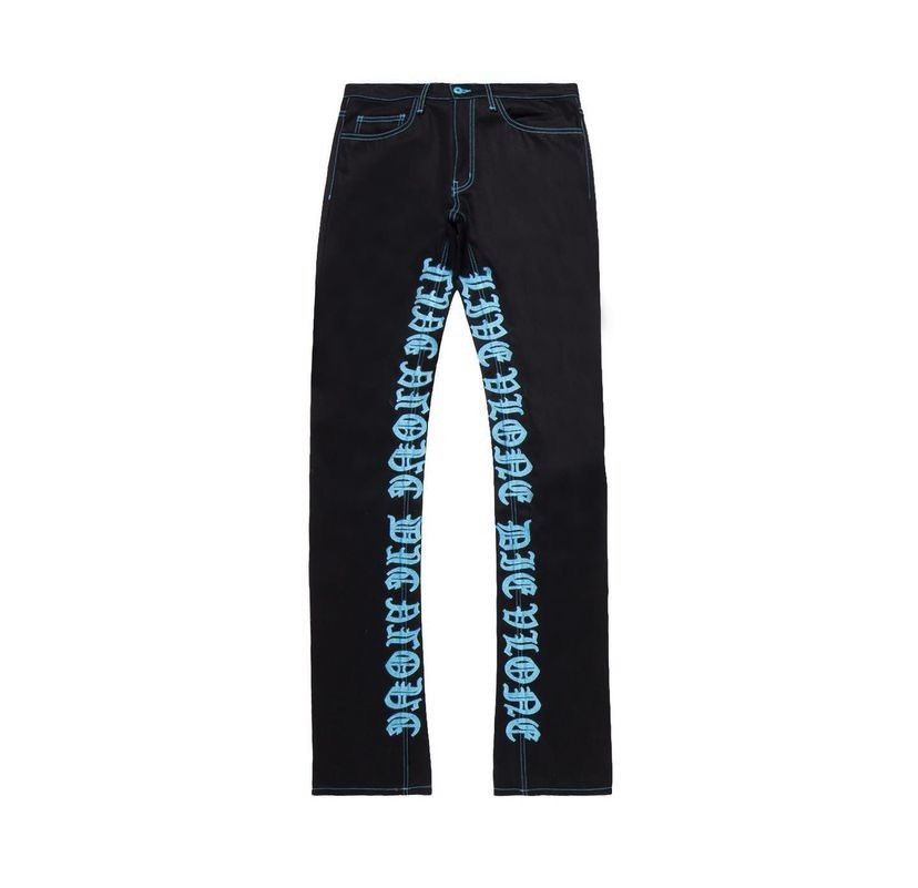 Vlone VLONE OLD ENGLISH EMBROIDERED BLACK DENIM JEANS Size US 34 / EU 50 - 1 Thumbnail