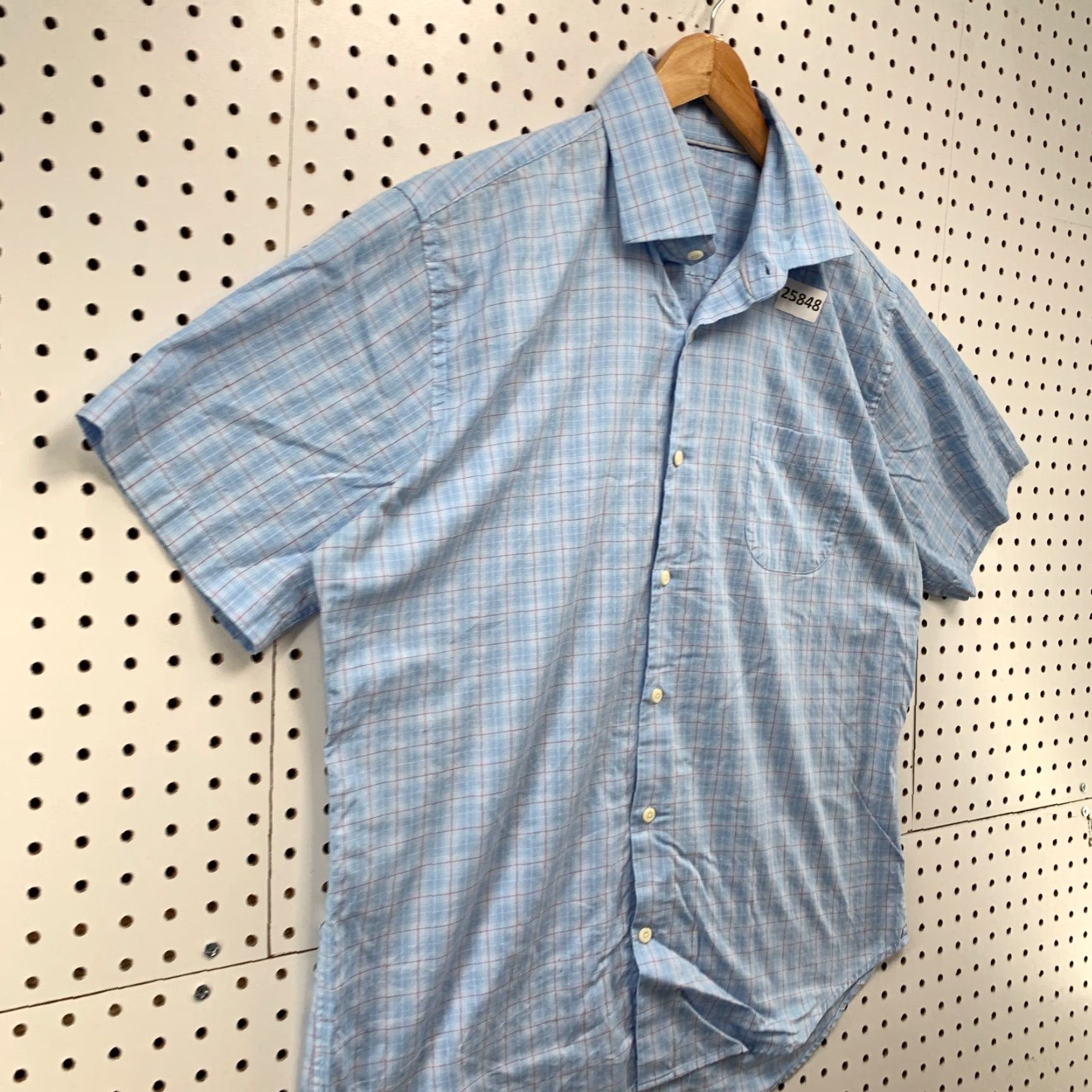 Peter Millar Peter Millar Button Shirt Blue red Check Short Sleeve Mens Large 24.5x30 Size US L / EU 52-54 / 3 - 5 Thumbnail