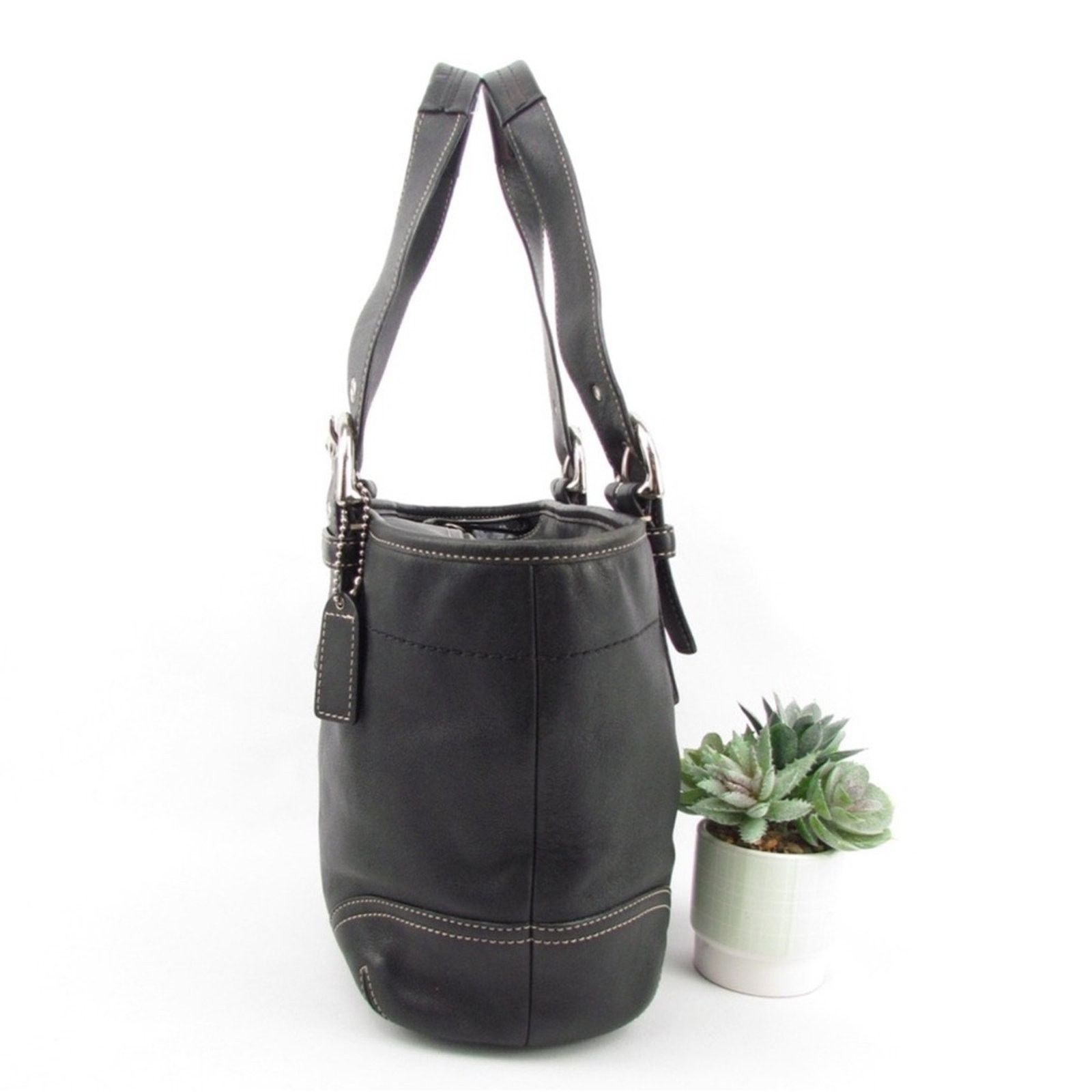 Coach COACH Vintage Black Leather Tote Bag Size ONE SIZE - 3 Thumbnail