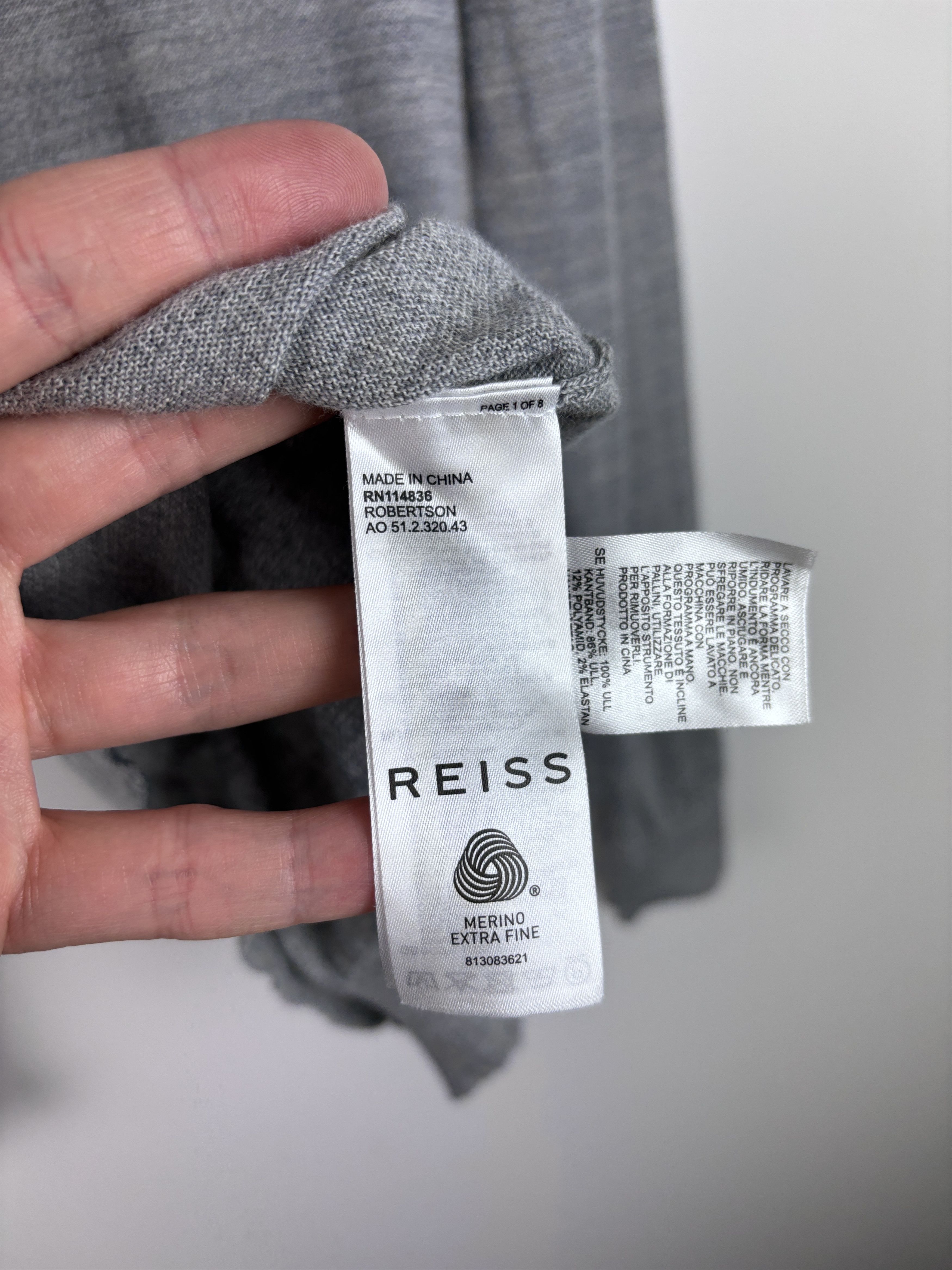 Reiss Mens Reiss Merino Wool 1/4 Zip Sweater Jumper Gray Size M Size US M / EU 48-50 / 2 - 8 Thumbnail
