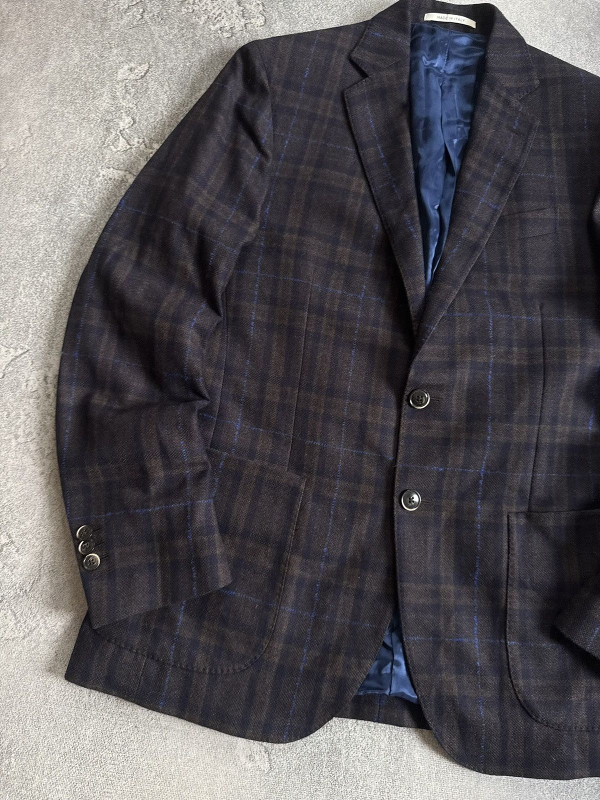Boggi Boggi 52size wool Chekered blazer button up jacket luxury Size 42R - 4 Thumbnail