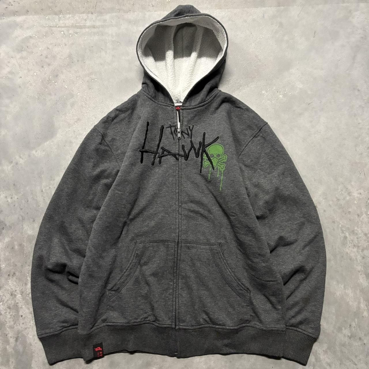 Japanese Brand × Vintage Crazy Vintage Y2K/2000s Grunge Cyber Goth Tony Hawk Skater Zip Up Hoodie! Size US M / EU 48-50 / 2 - 1 Thumbnail