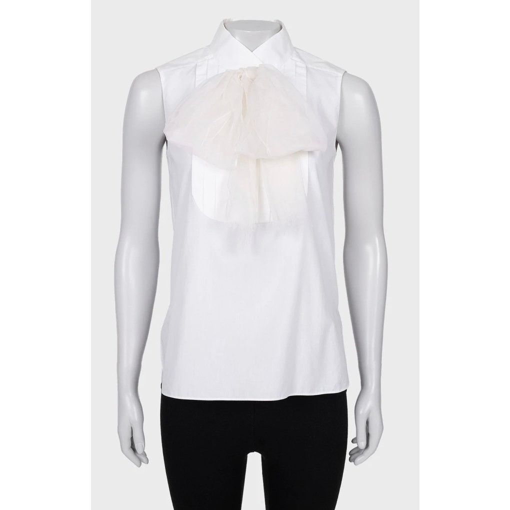 Chanel Chanel Vintage White Bow Blouse - Size FR36/S Size XS / US 0-2 / IT 36-38 - 1 Thumbnail